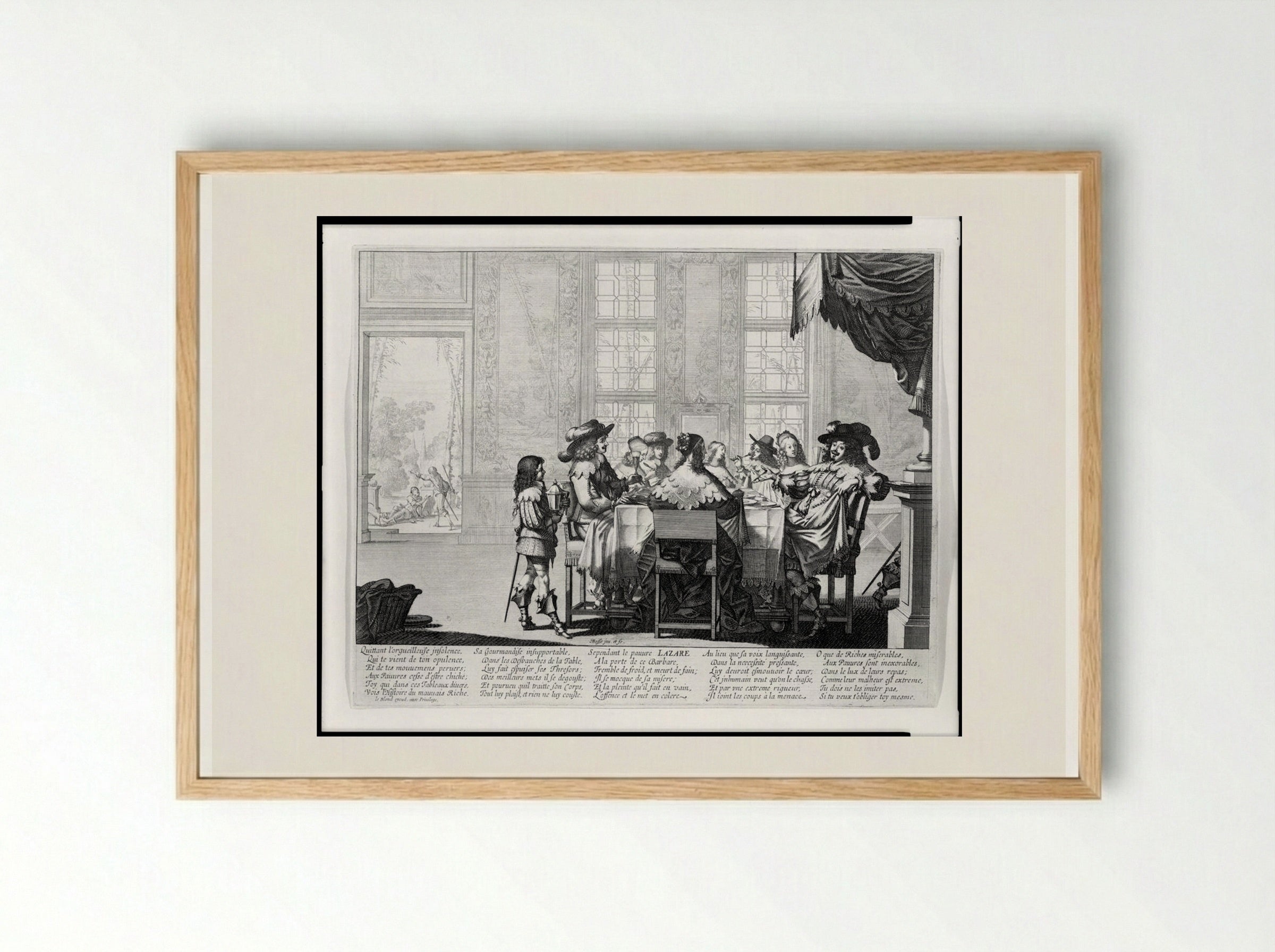 The Parable of Lazarus and the Rich Man - Abraham Bosse - Framed Print Wood