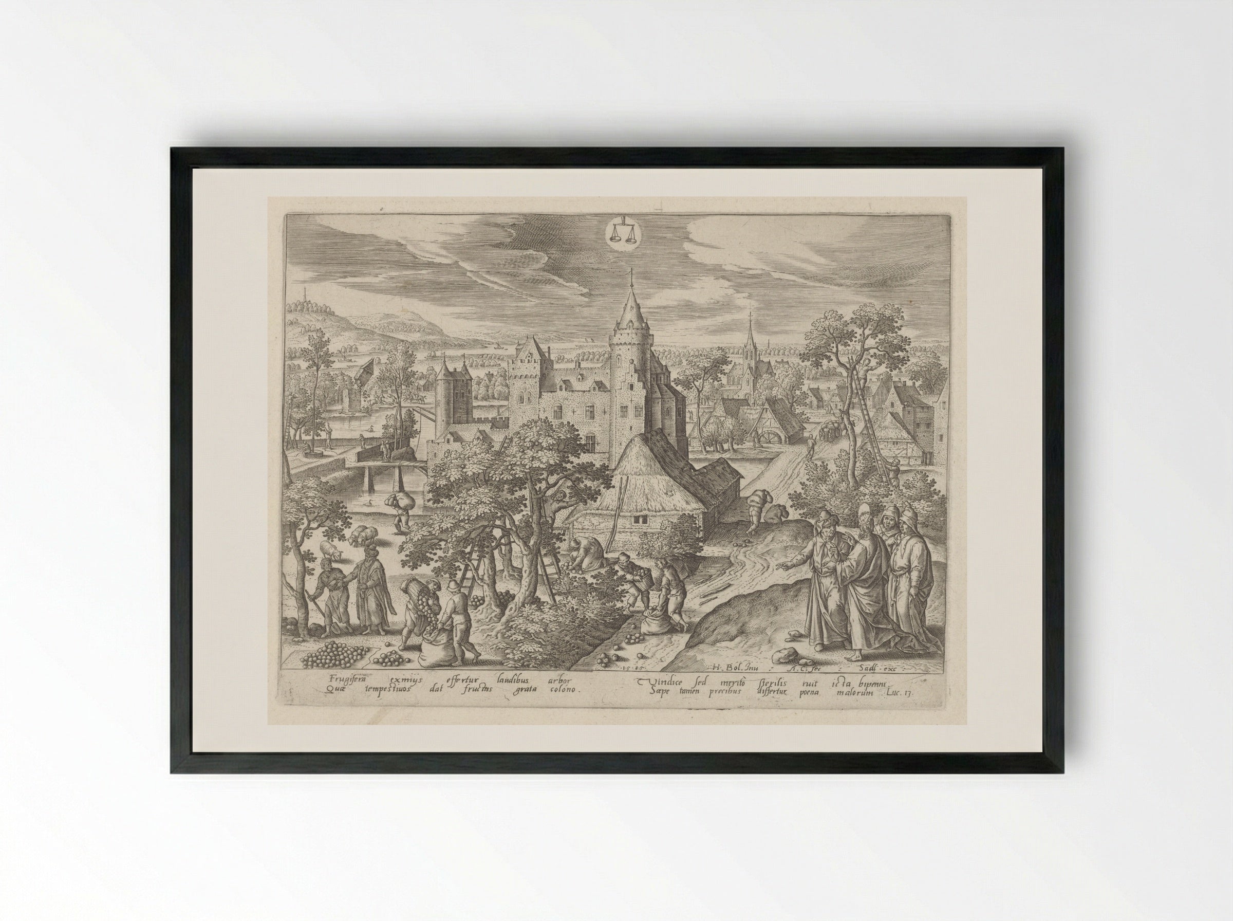 The Parable of the Barren Fig Tree - Adriaen Collaert - Framed Print Black