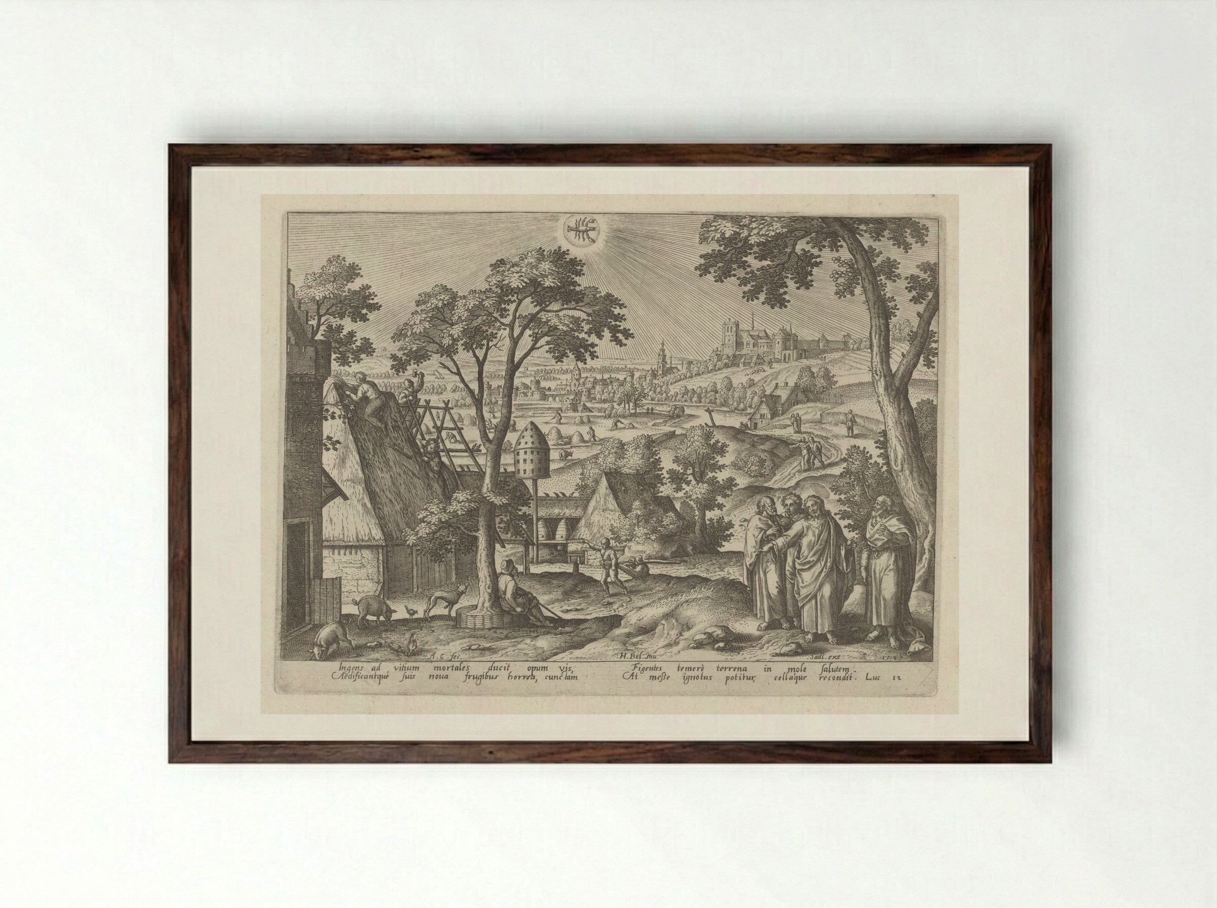 The Parable of the Rich Fool - Adriaen Collaert - Framed Print Dark Wood