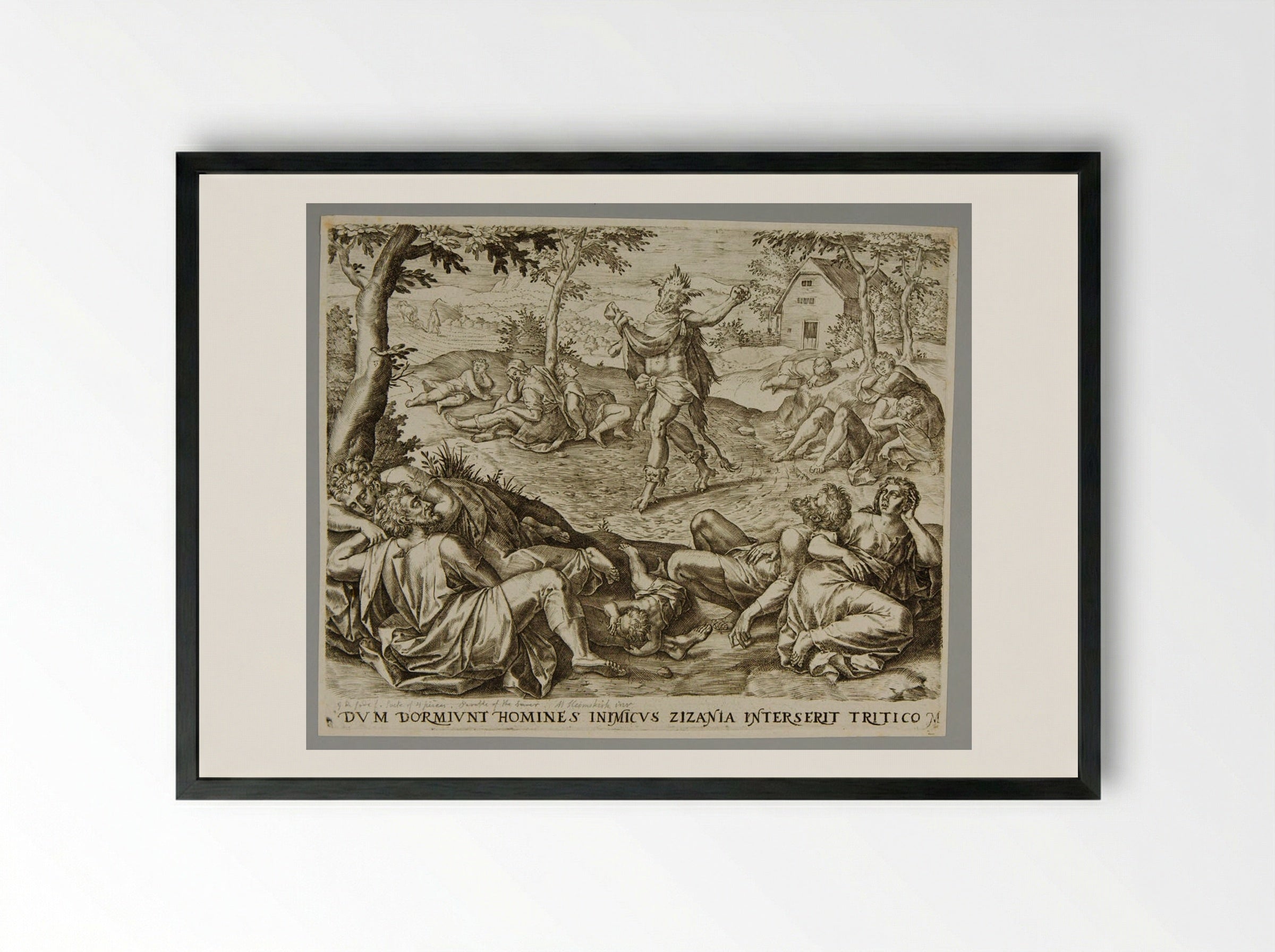 The Parable of the Sower, Plate I - Gerard de Jode - Framed Print Black