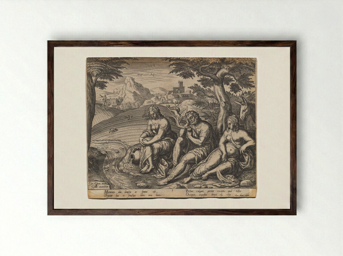 The Parable of the Sower and the Seed: The Seed Falling by the Way Side - Gerard van Groeningen - Framed Print Dark Wood