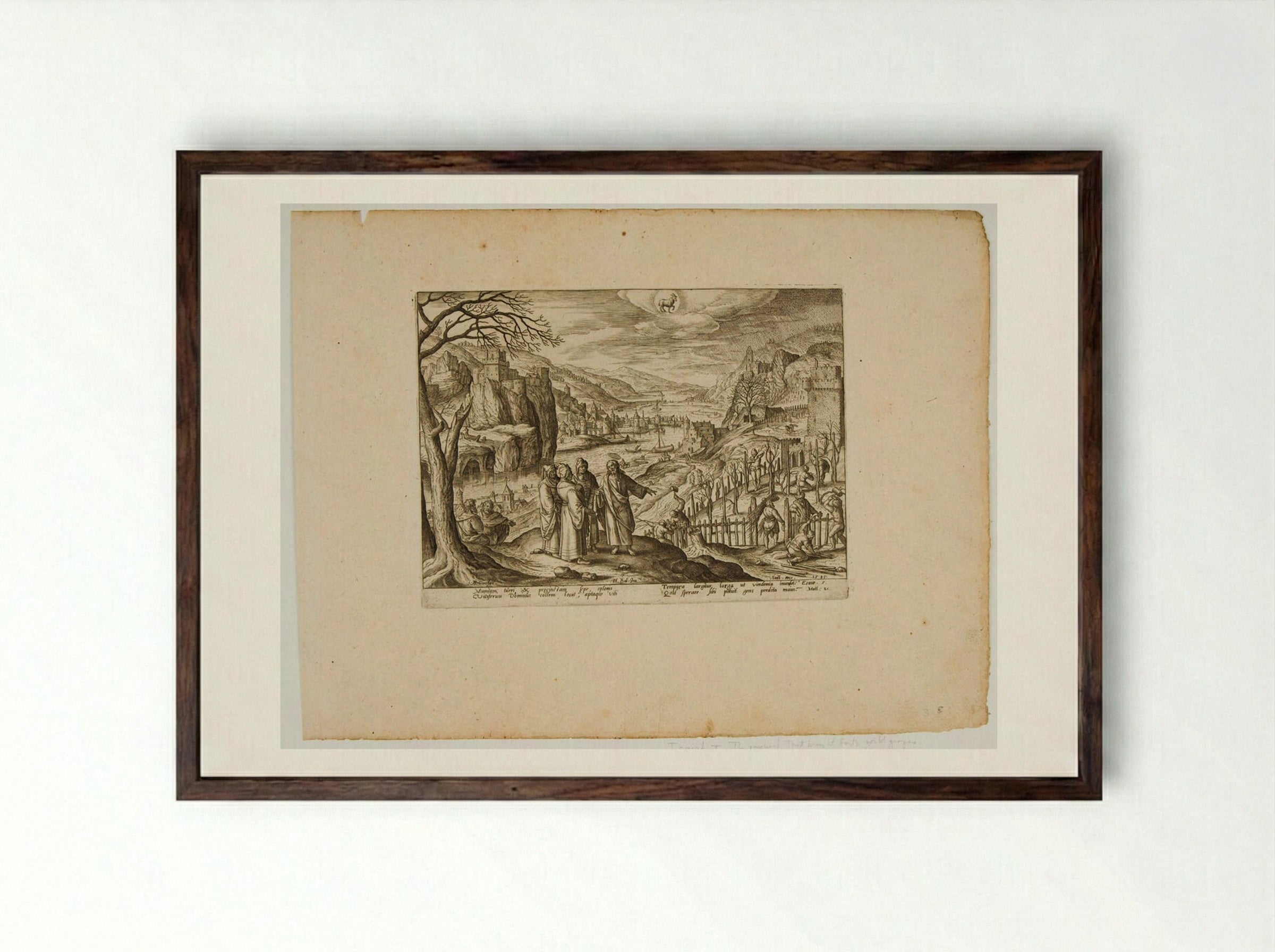 The Parable of the Two Sons and the Unjust Husbandmen - Adriaen Collaert - Framed Print Dark Wood