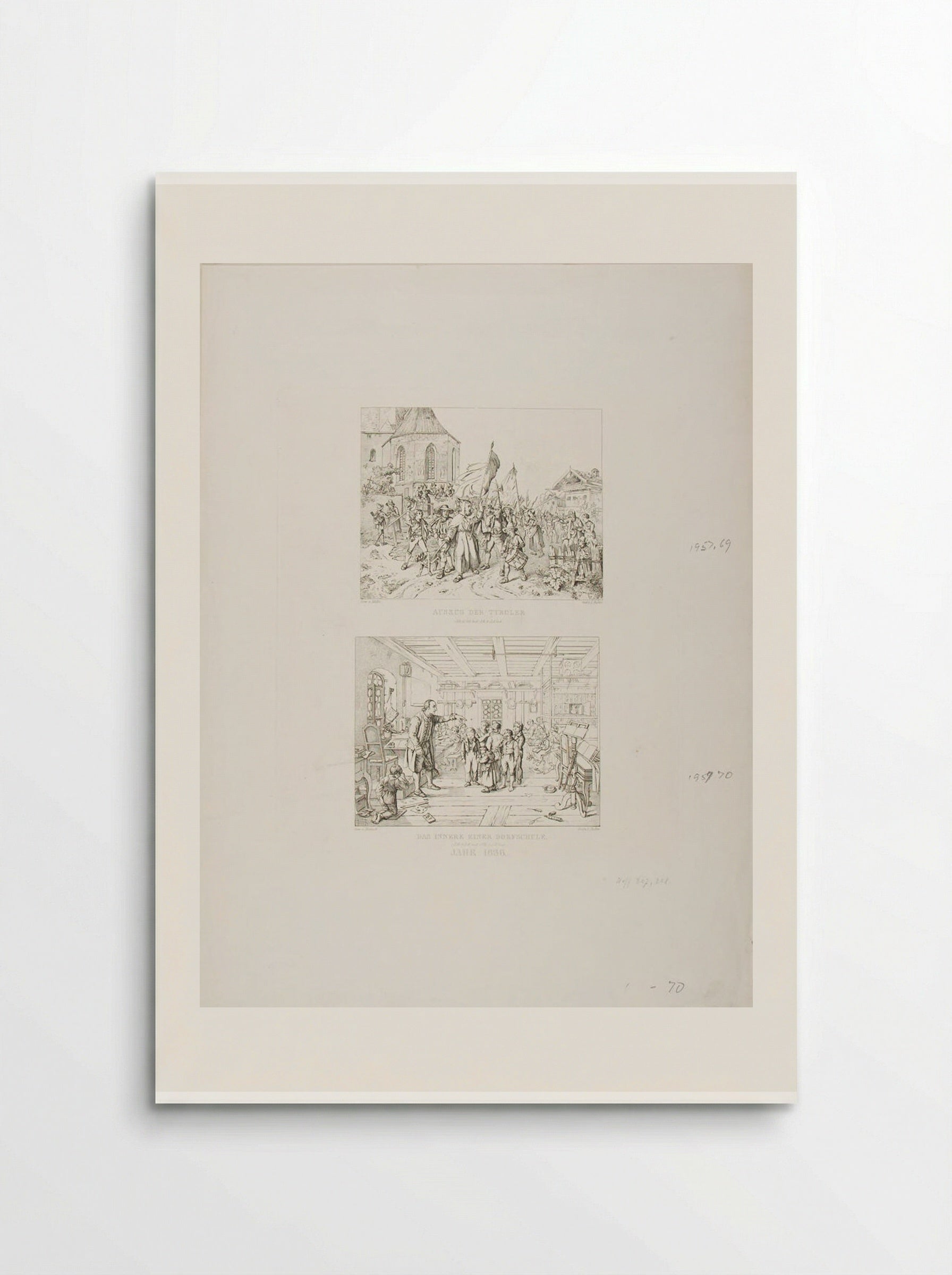 The Parade of the Tyrolese and The Interior of a Village School - Adrian Ludwig Richter - Poster