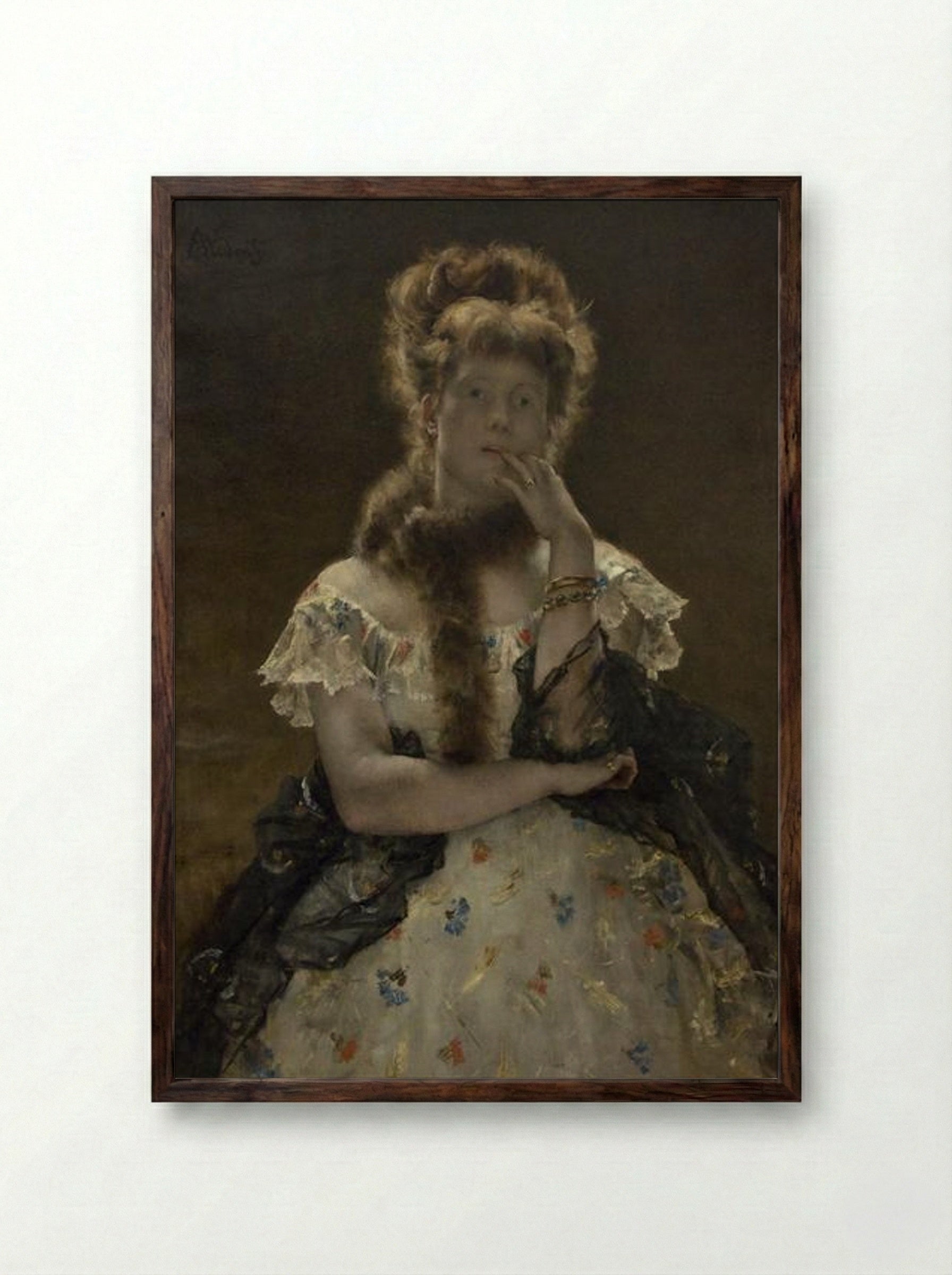 The Paris Sphinx - Alfred Stevens - Framed Print Dark Wood