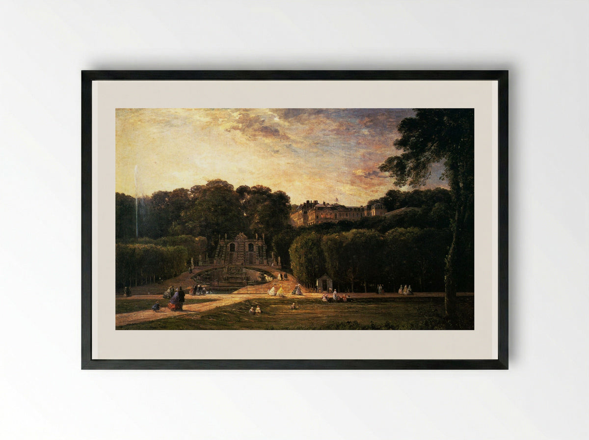 The Park at St. Cloud - Charles-Francois Daubigny - Framed Print Black