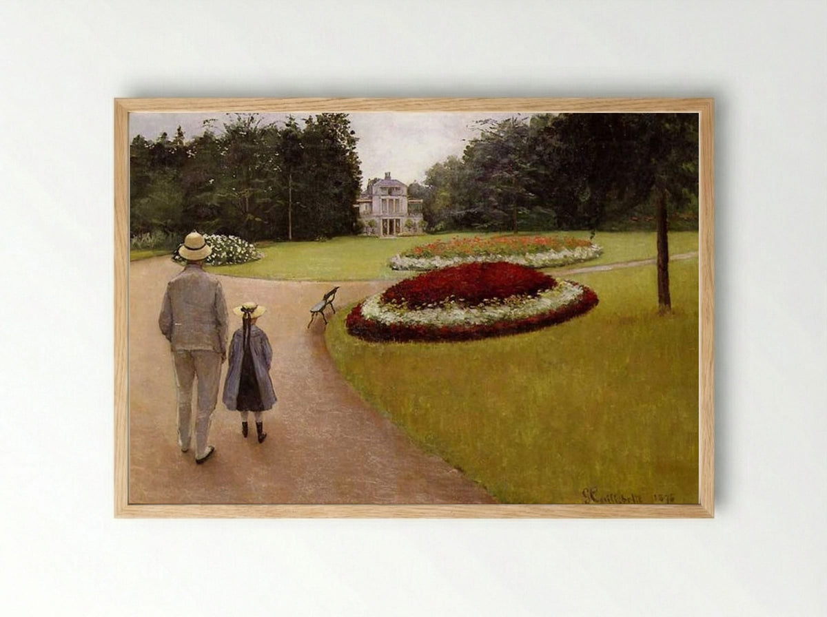 The Park on the Caillebotte Property at Yerres - Gustave Caillebotte - Framed Print Wood
