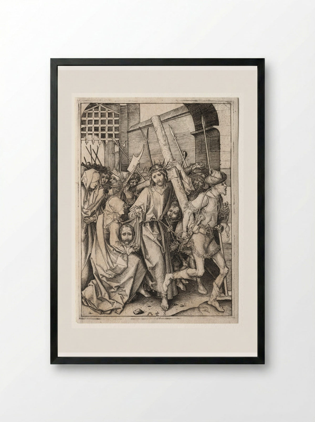 The Passion: Christ Bearing the Cross - Martin Schongauer - Framed Print Black