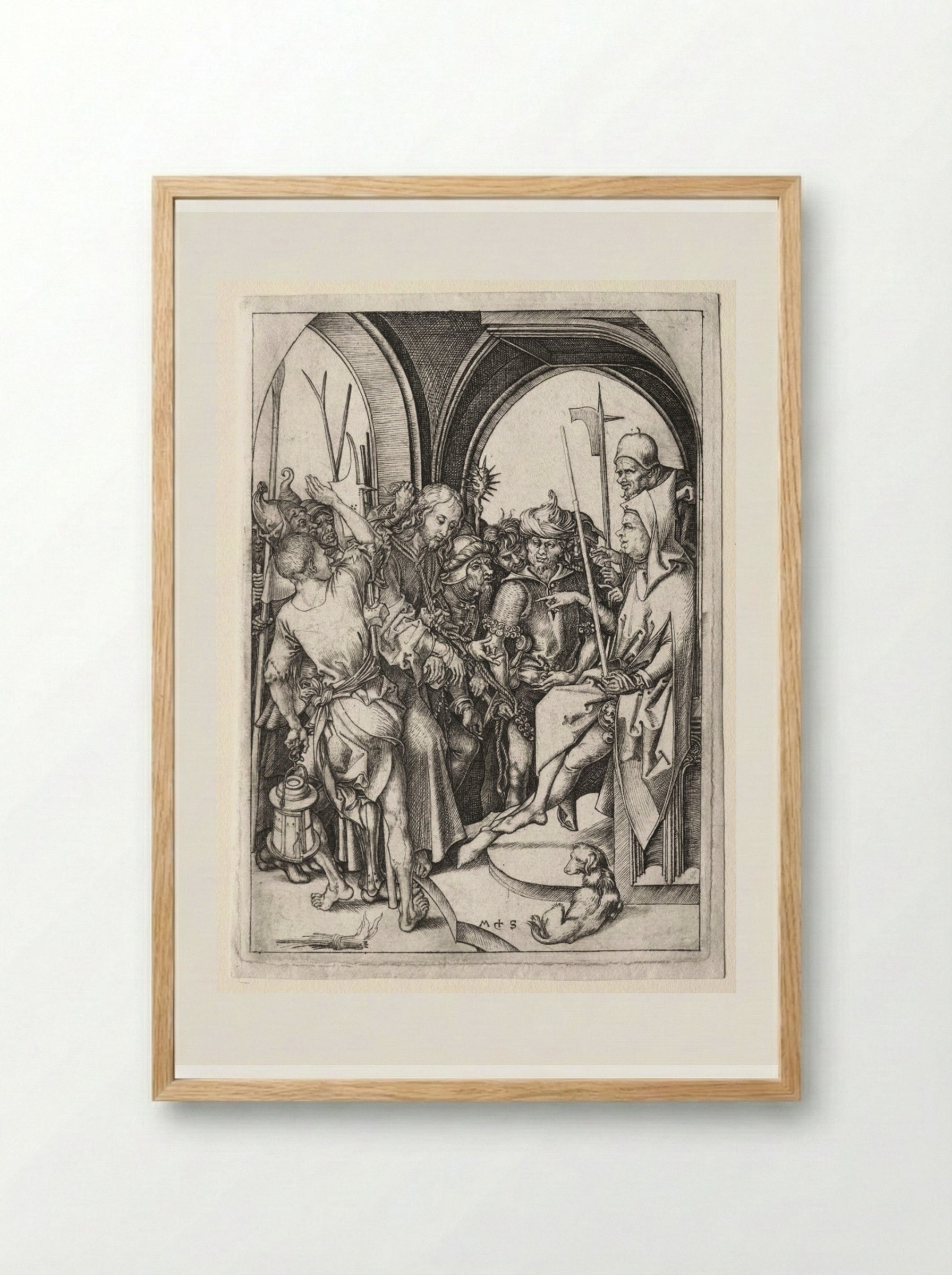 The Passion: Christ Before Annas - Martin Schongauer - Framed Print Wood