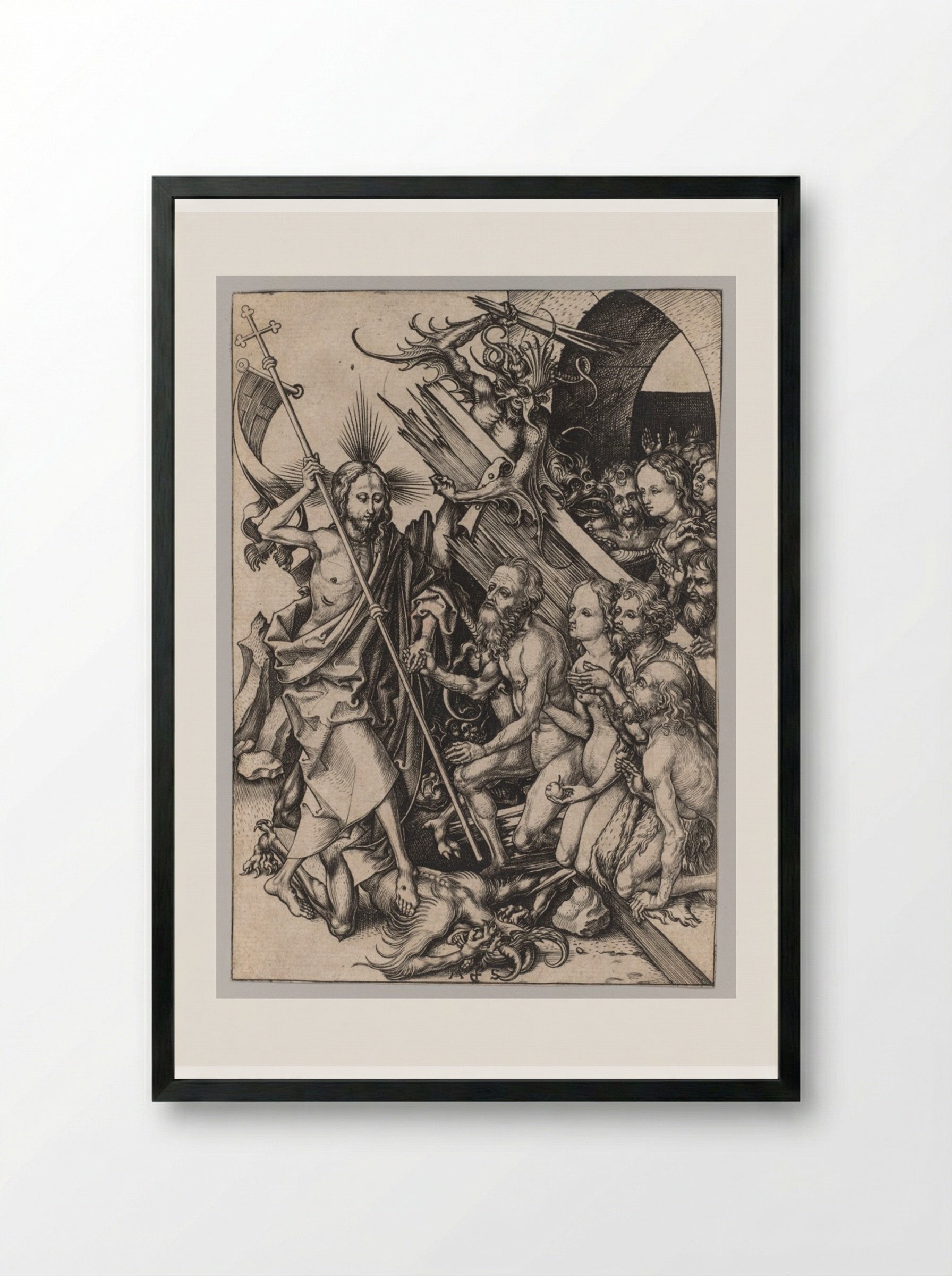 The Passion: Christ in Limbo - Martin Schongauer - Framed Print Black