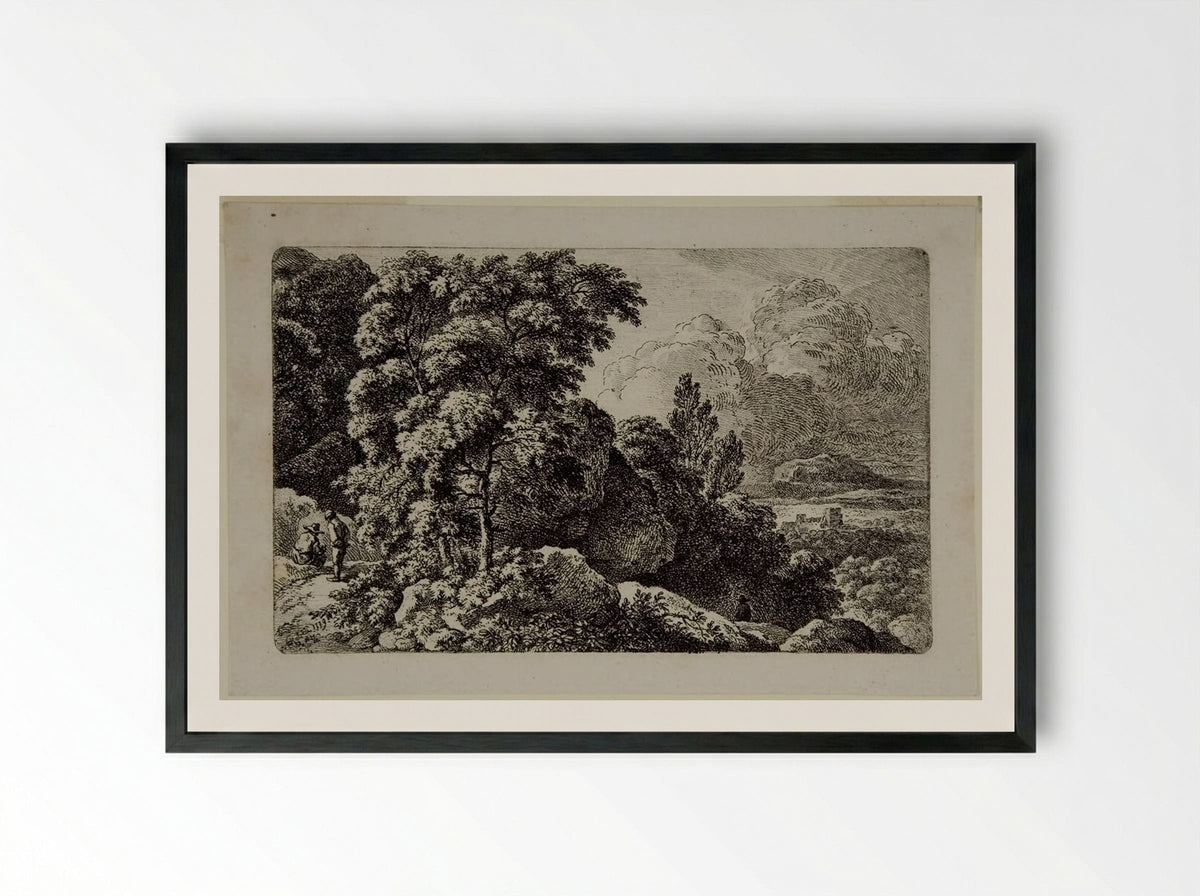The Path in the Rocks - Ferdinand Kobell - Framed Print Black