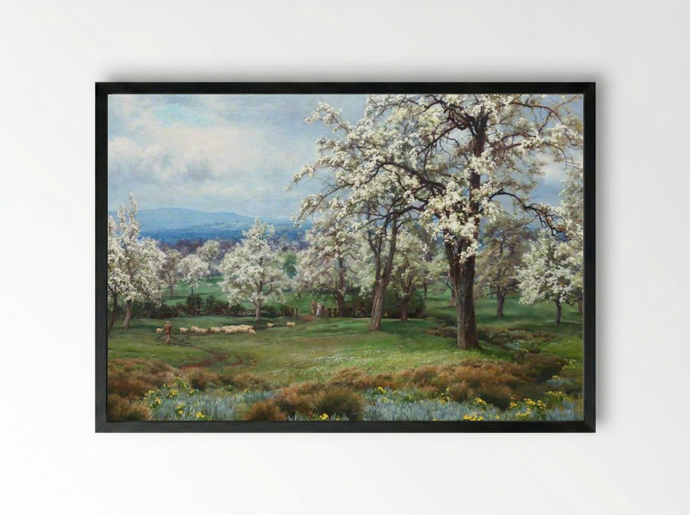 The Pear Orchard - Alfred Parsons - Framed Print Black