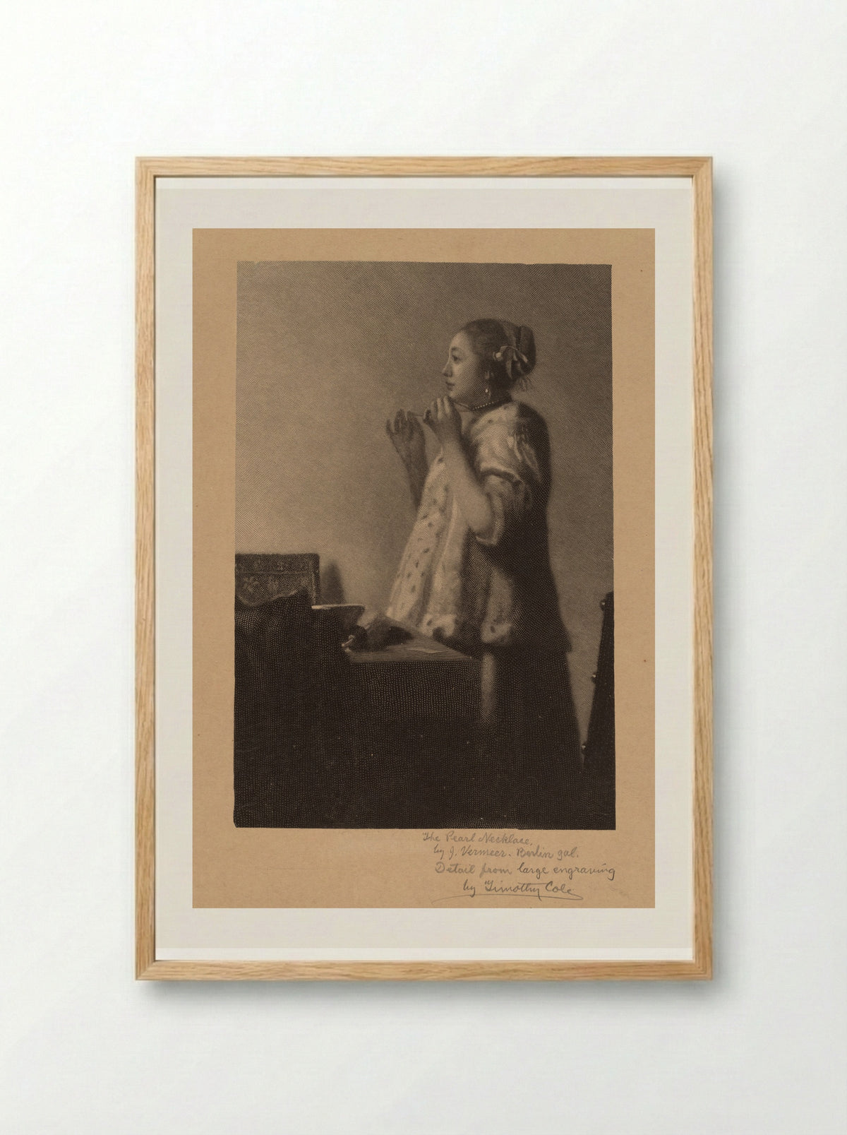 The Pearl Necklace (After Vermeer) - Timothy Cole - Framed Print Wood