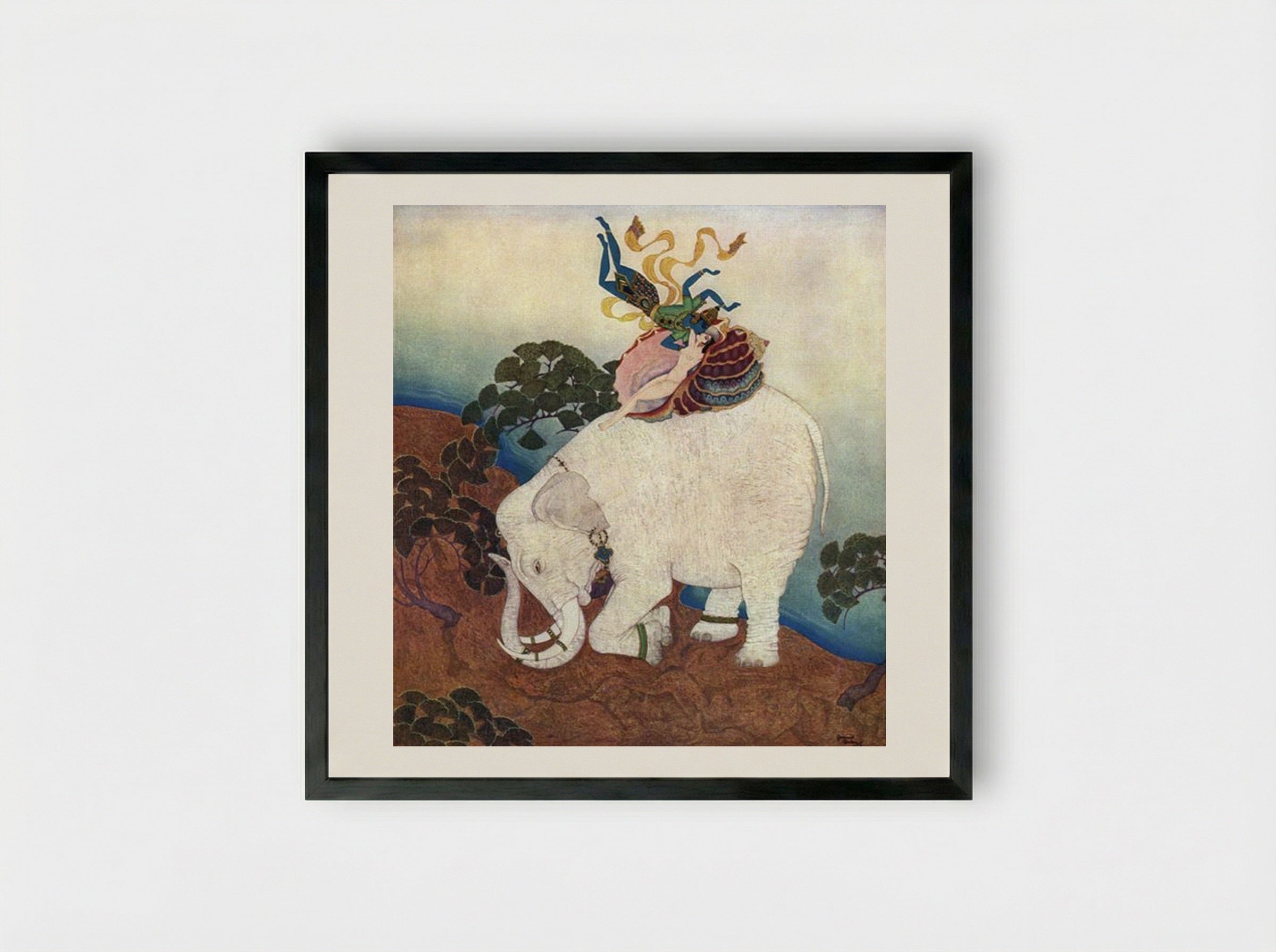 The Pearl of the Elephant - Edmund Dulac - Framed Print Black