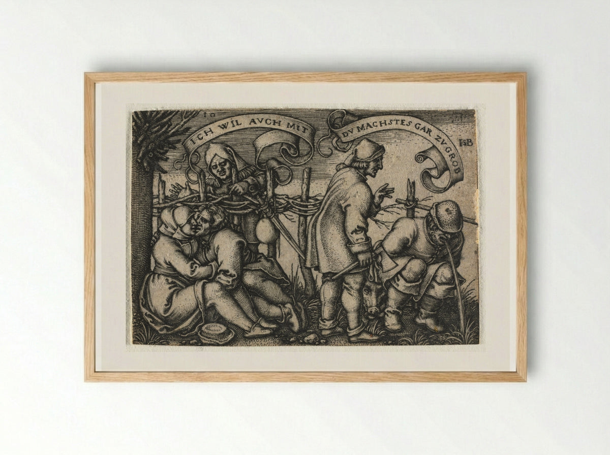 The Peasant Wedding or the Twelve Months: No. 10 - Hans Sebald Beham - Framed Print Wood