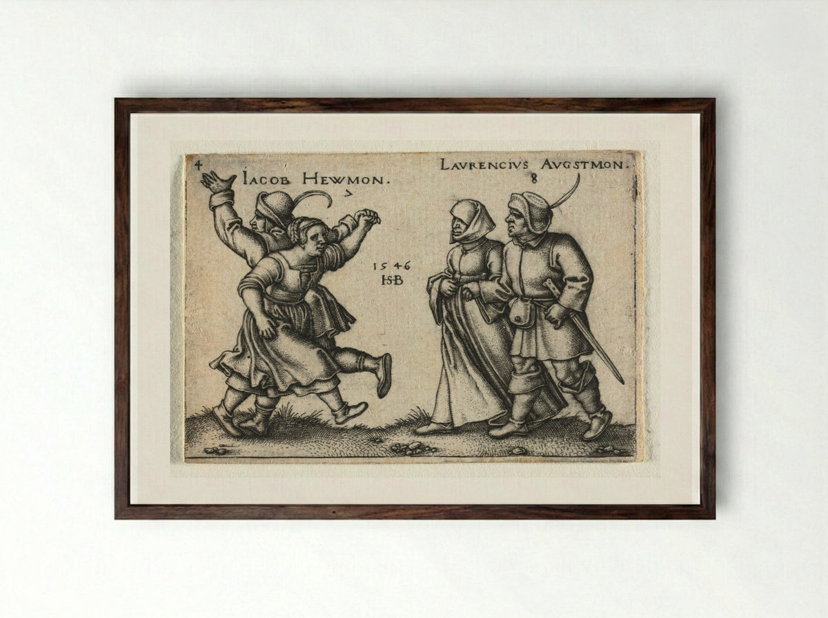 The Peasant Wedding: July and August - Hans Sebald Beham - Framed Print Dark Wood