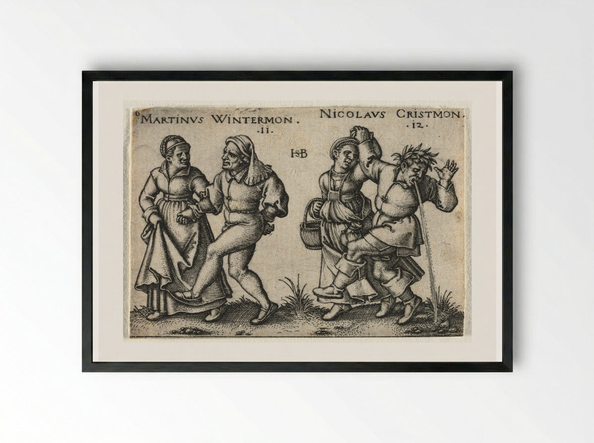 The Peasant Wedding: Martinus Wintermon and Nicolaus Cristmon - Hans Sebald Beham - Framed Print Black