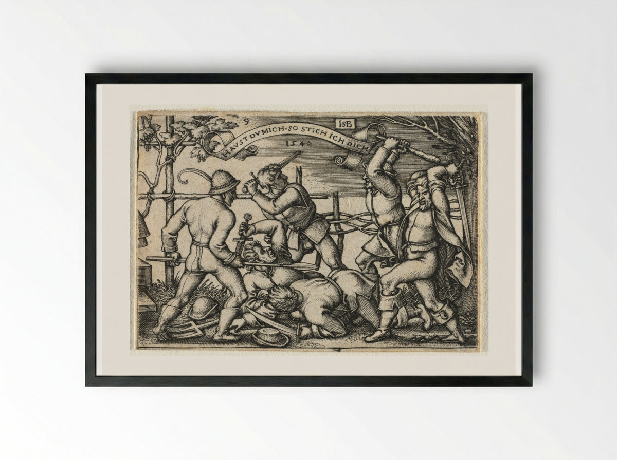 The Peasant Wedding: No. 9 - Hans Sebald Beham - Framed Print Black