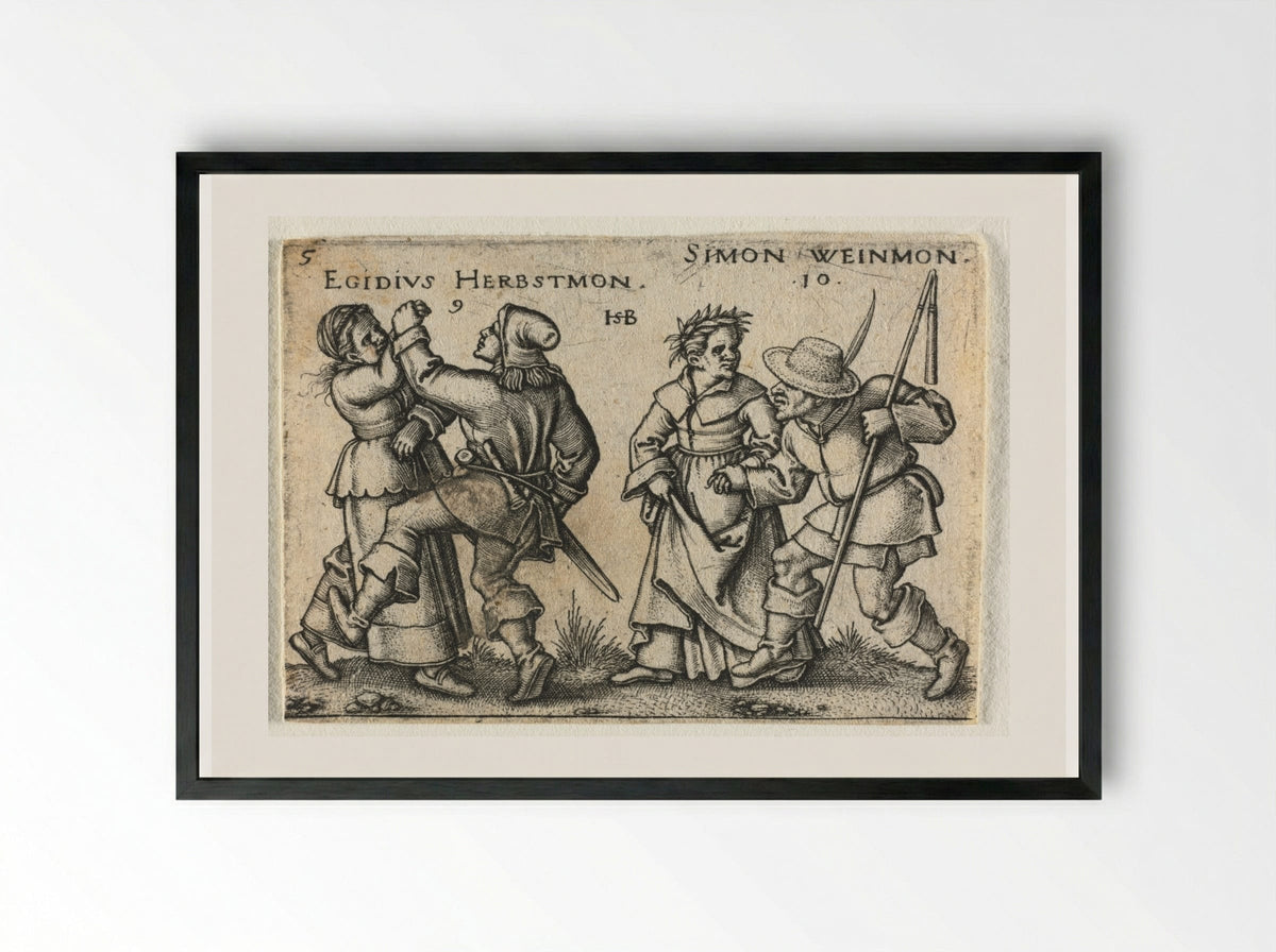 The Peasant Wedding: September and October - Hans Sebald Beham - Framed Print Black
