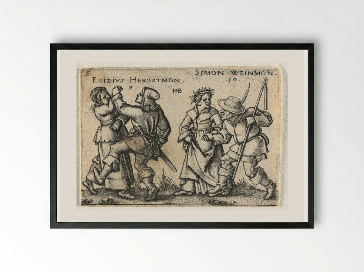 The Peasant Wedding: September and October - Hans Sebald Beham - Framed Print Black