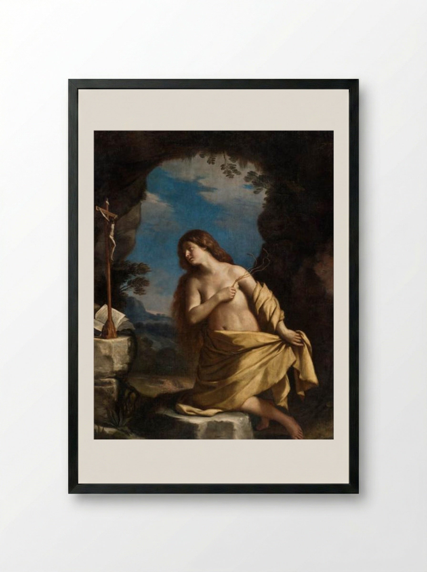 The Penitent Magdalen - Guercino - Framed Print Black