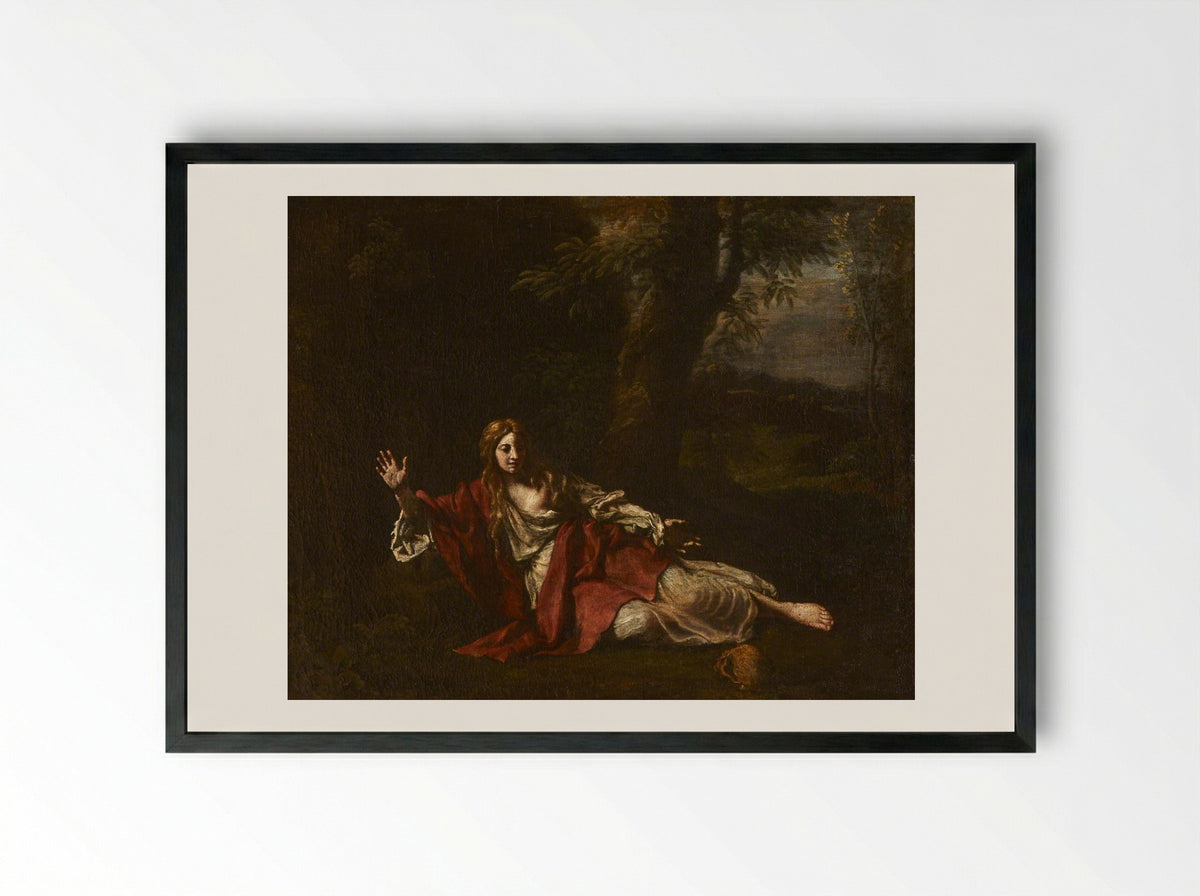 The Penitent Magdalen - Francesco Cozza - Framed Print Black