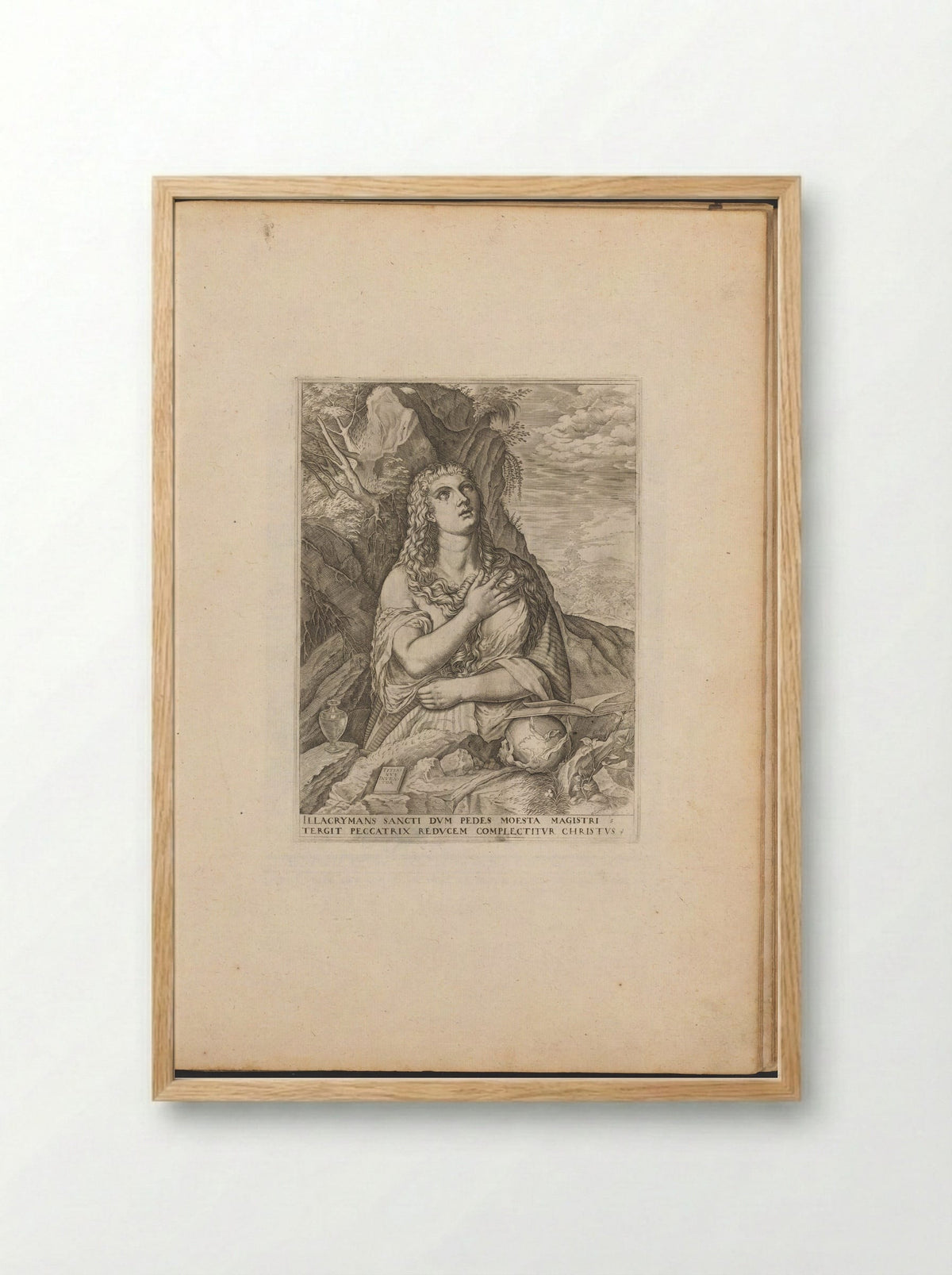 The Penitent Magdalene in the Wilderness - Melchior Meier - Framed Print Wood
