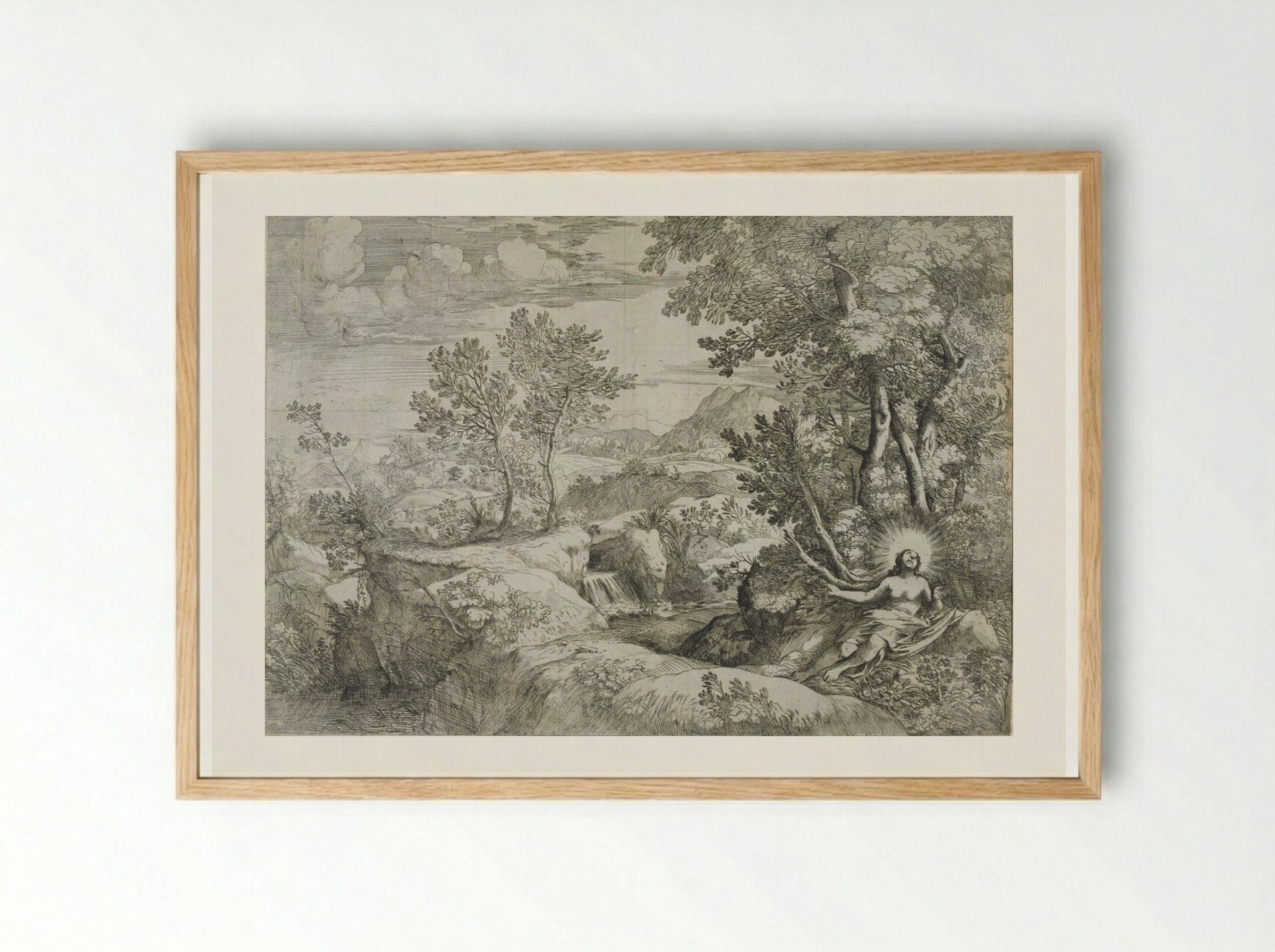 The Penitent Magdalene - Giovanni Francesco Grimaldi - Framed Print Wood
