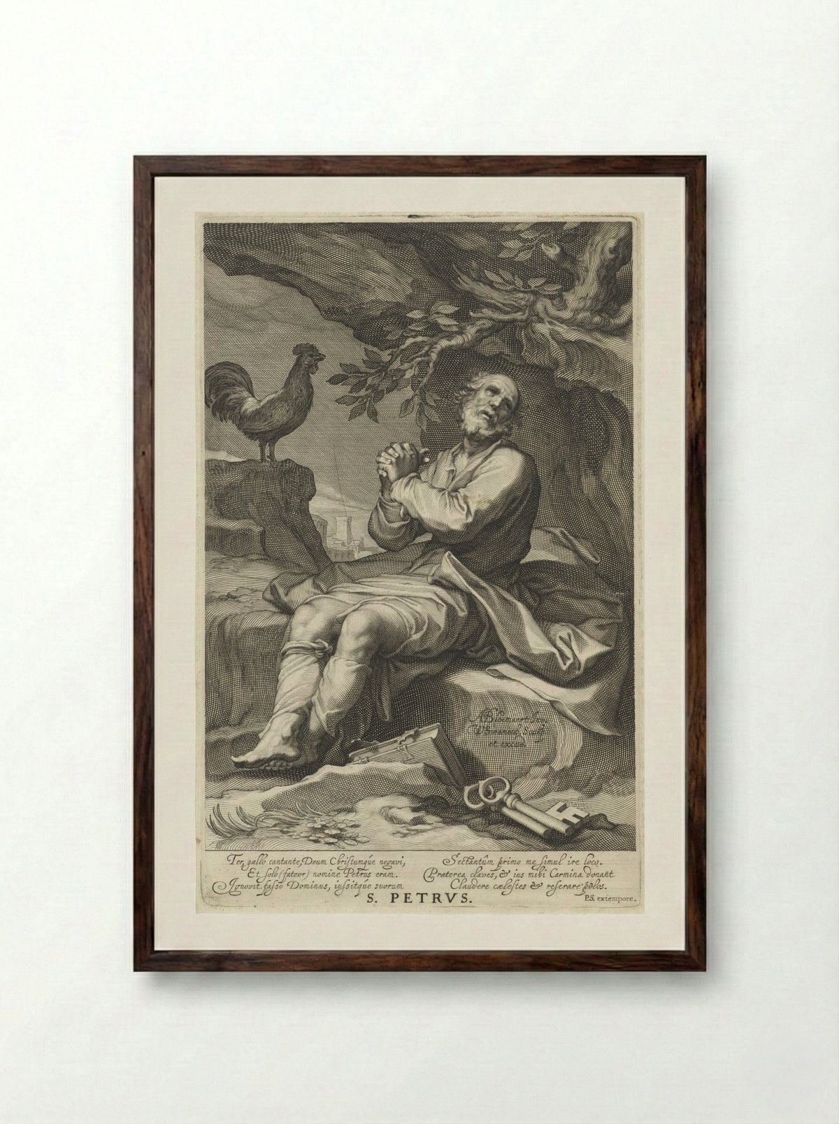 The Penitent Saint Peter - Willem Isaacsz. van Swanenburg - Framed Print Dark Wood