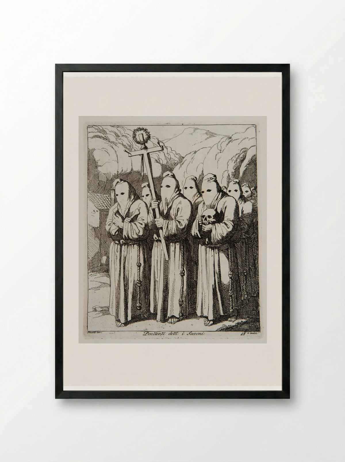 The Penitents, called the Sacconi - Bartolomeo Pinelli - Framed Print Black