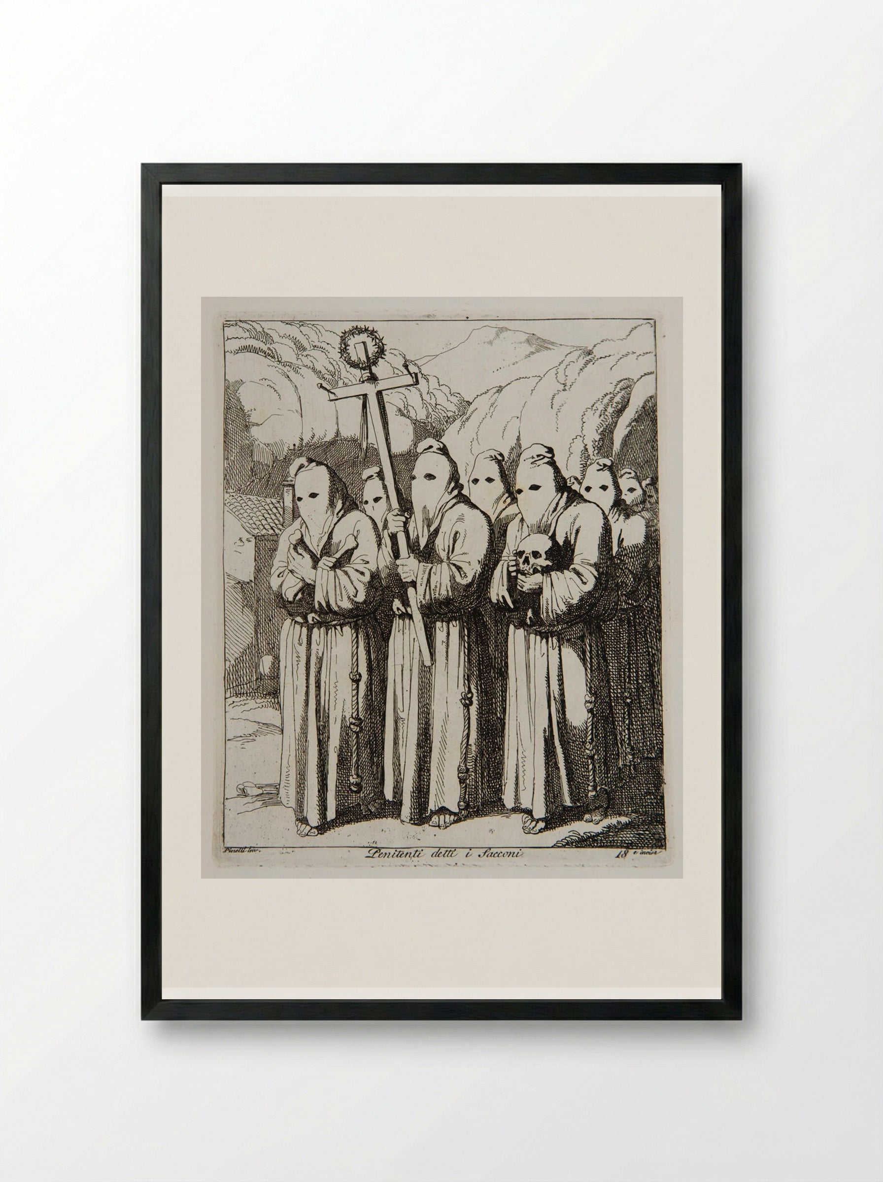 The Penitents, called the Sacconi - Bartolomeo Pinelli - Framed Print Black