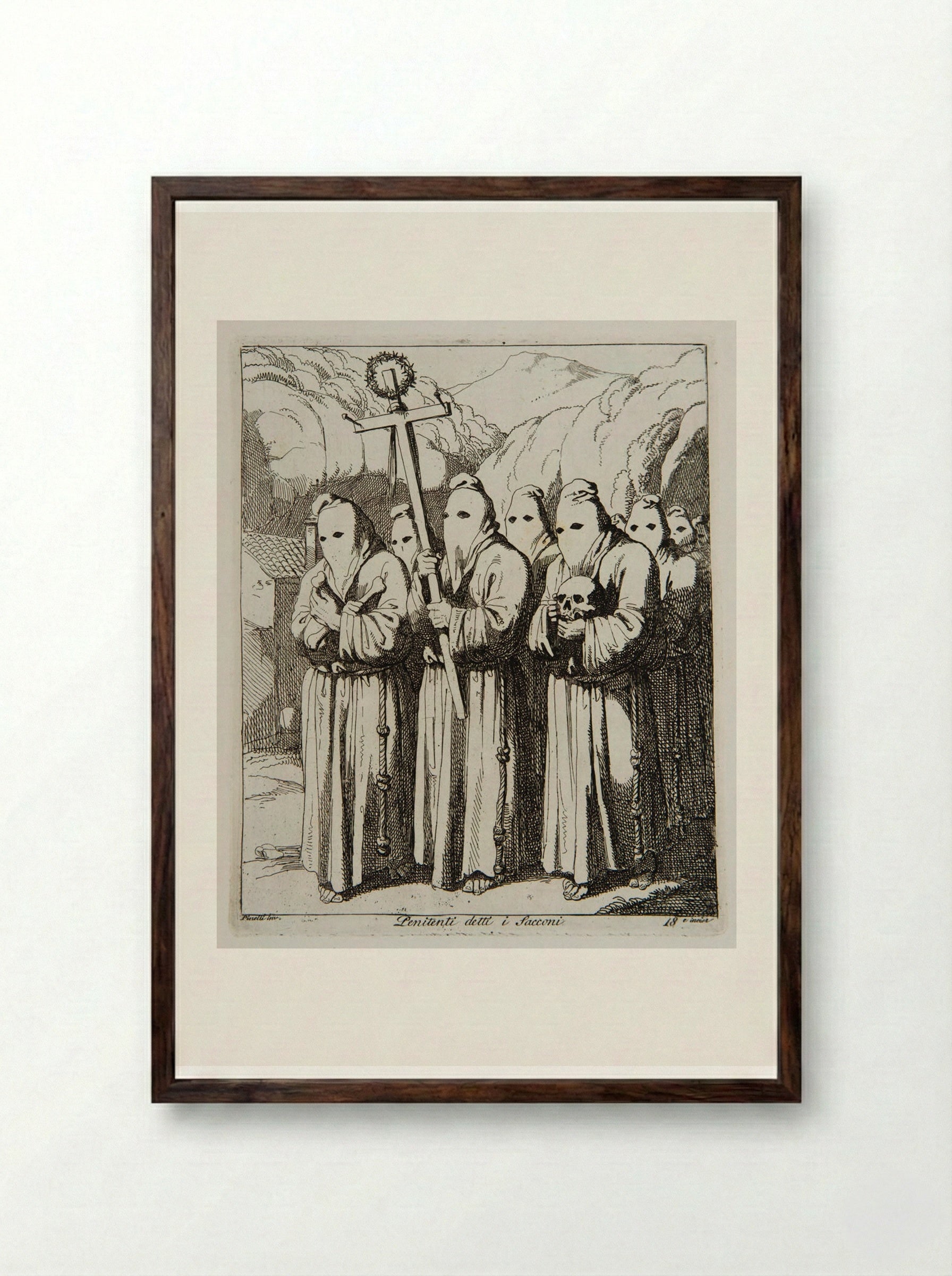 The Penitents, called the Sacconi - Bartolomeo Pinelli - Framed Print Dark Wood