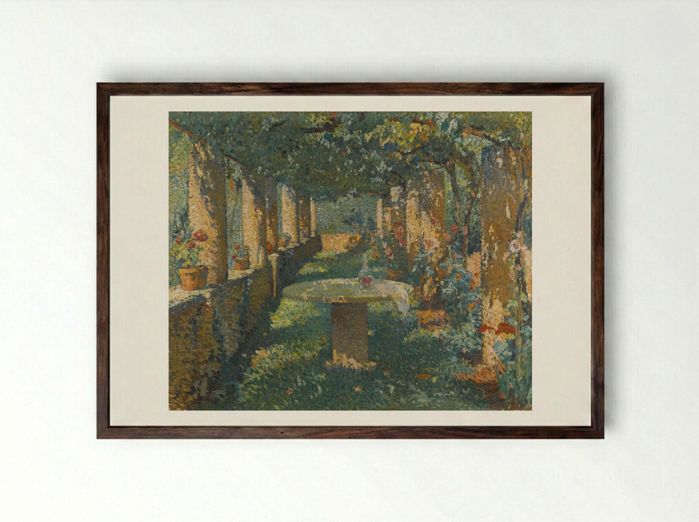 The Pergola - Henri Martin - Framed Print Dark Wood