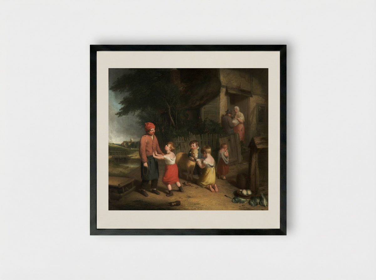 The Pet Lamb - William Collins - Framed Print Black