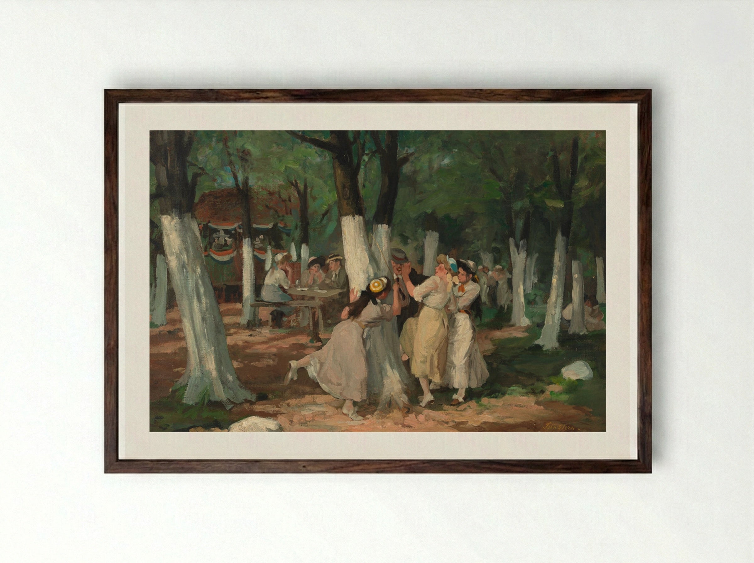 The Picnic Grounds - John French Sloan - Framed Print Dark Wood