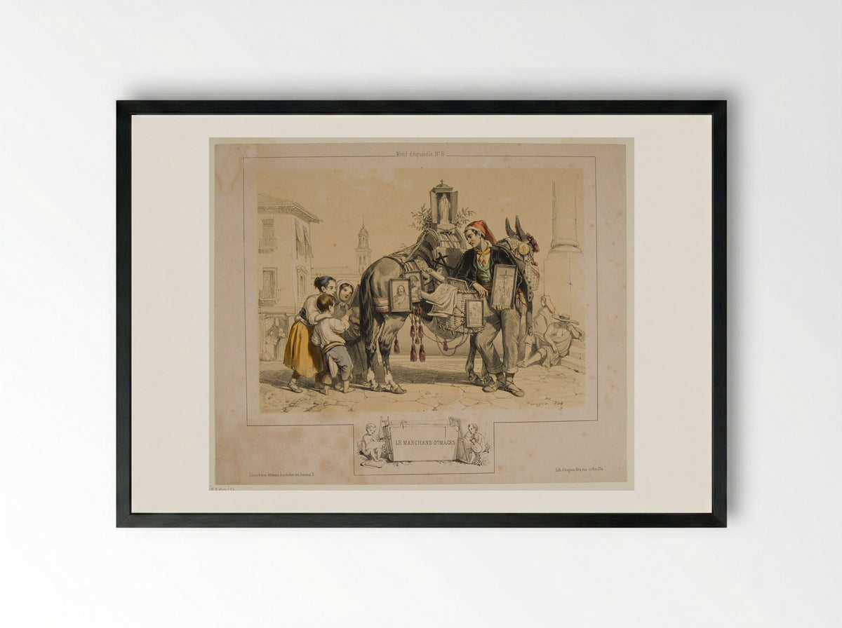 The Picture Seller - François Fortuné Antoine Férogio - Framed Print Black