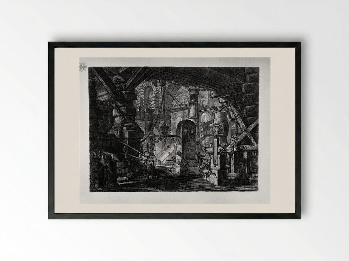 The Pier with Chains - Giovanni Battista Piranesi - Framed Print Black
