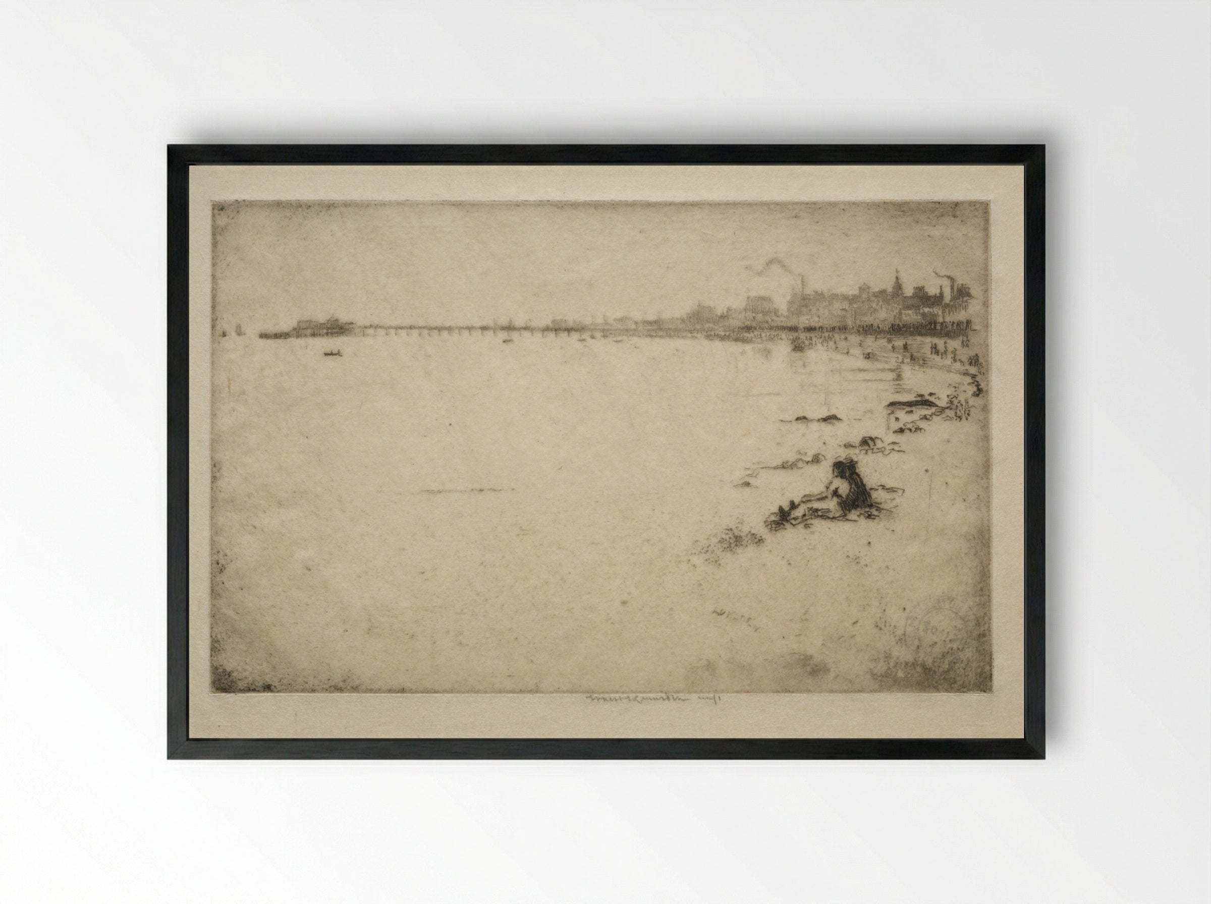 The Pier - Ernest Stephen Lumsden - Framed Print Black