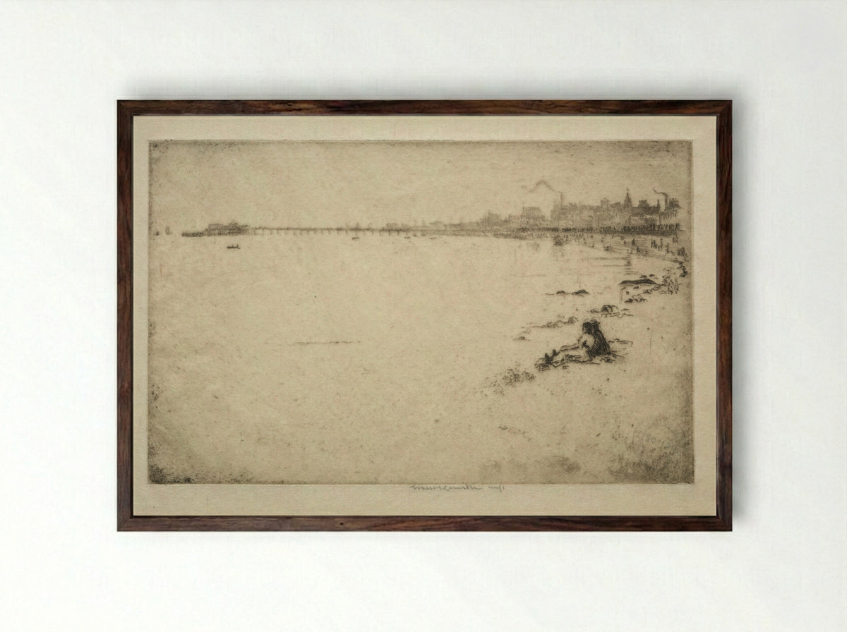 The Pier - Ernest Stephen Lumsden - Framed Print Dark Wood