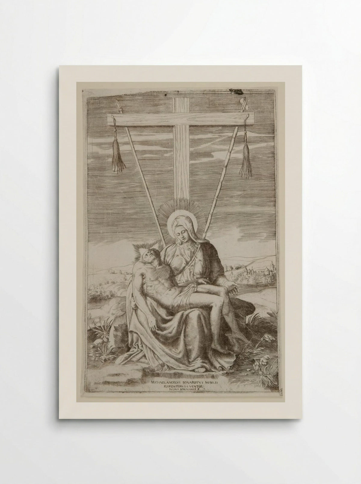 The Pietà under the Cross of Golgotha - Giulio Bonasone - Poster