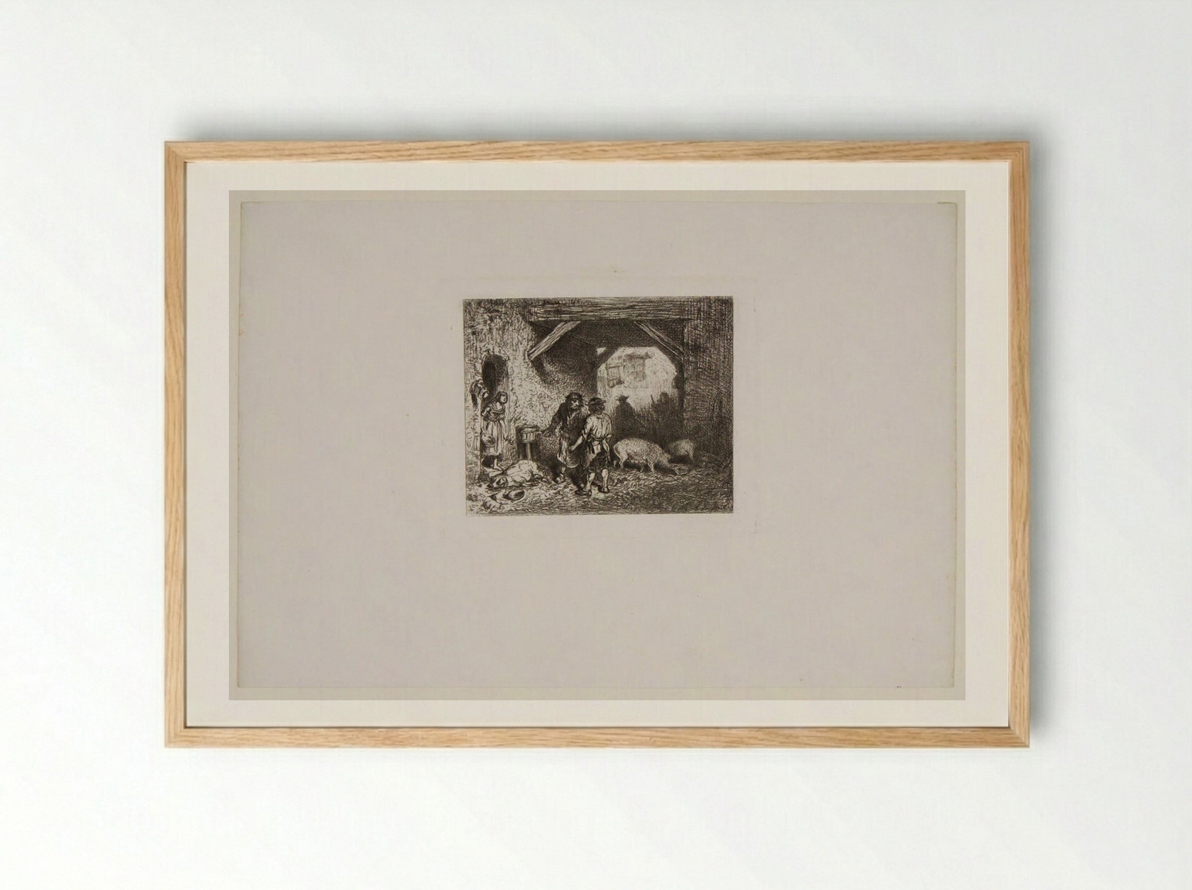 The Pig Slayers - Charles-Émile Jacque - Framed Print Wood