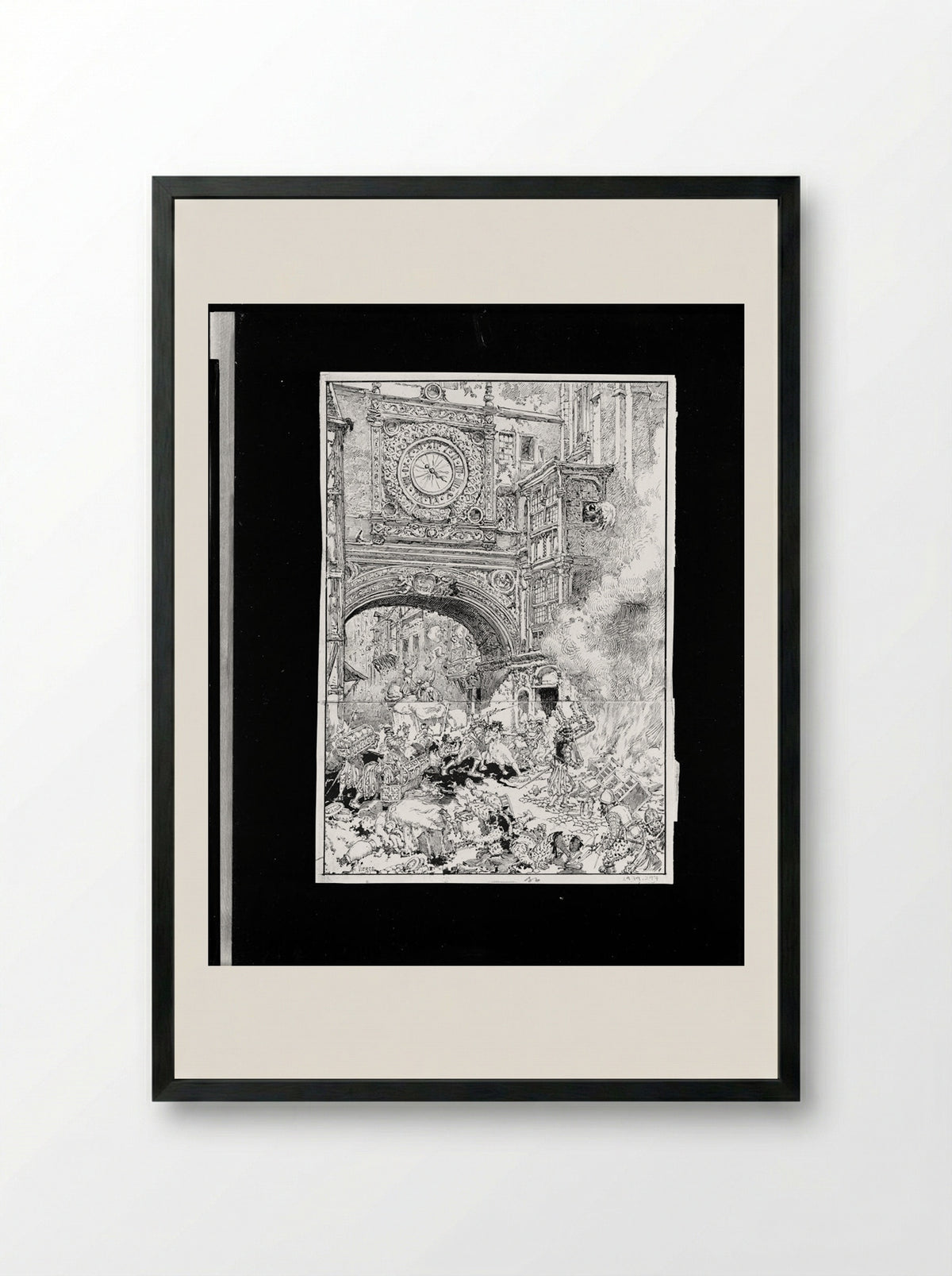The Pillage of Rouen - Daniel Urrabieta Vierge - Framed Print Black