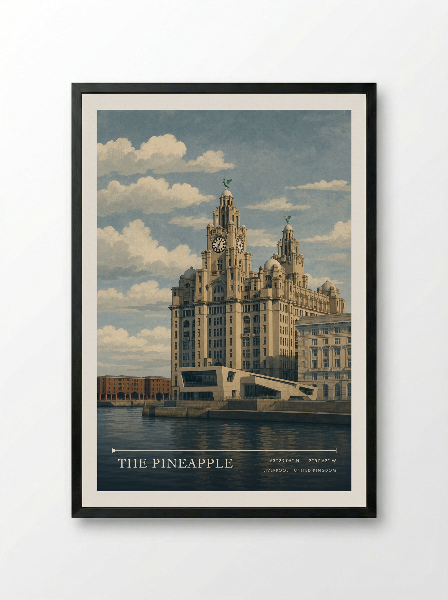 The Pineapple Liverpool United Kingdom Travel Poster - Framed Print Black