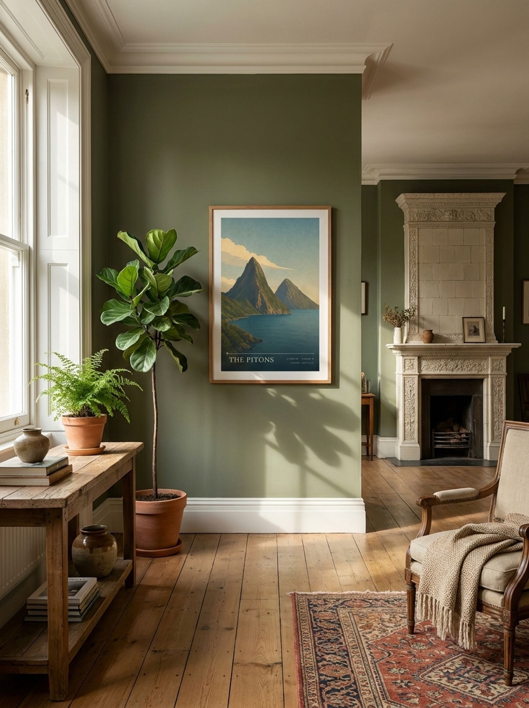 The Pitons Travel Poster Artwork - Lifestyle