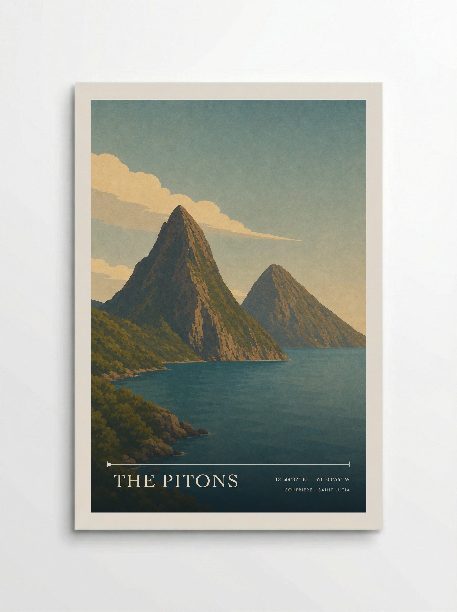 The Pitons Travel Poster Artwork - Poster