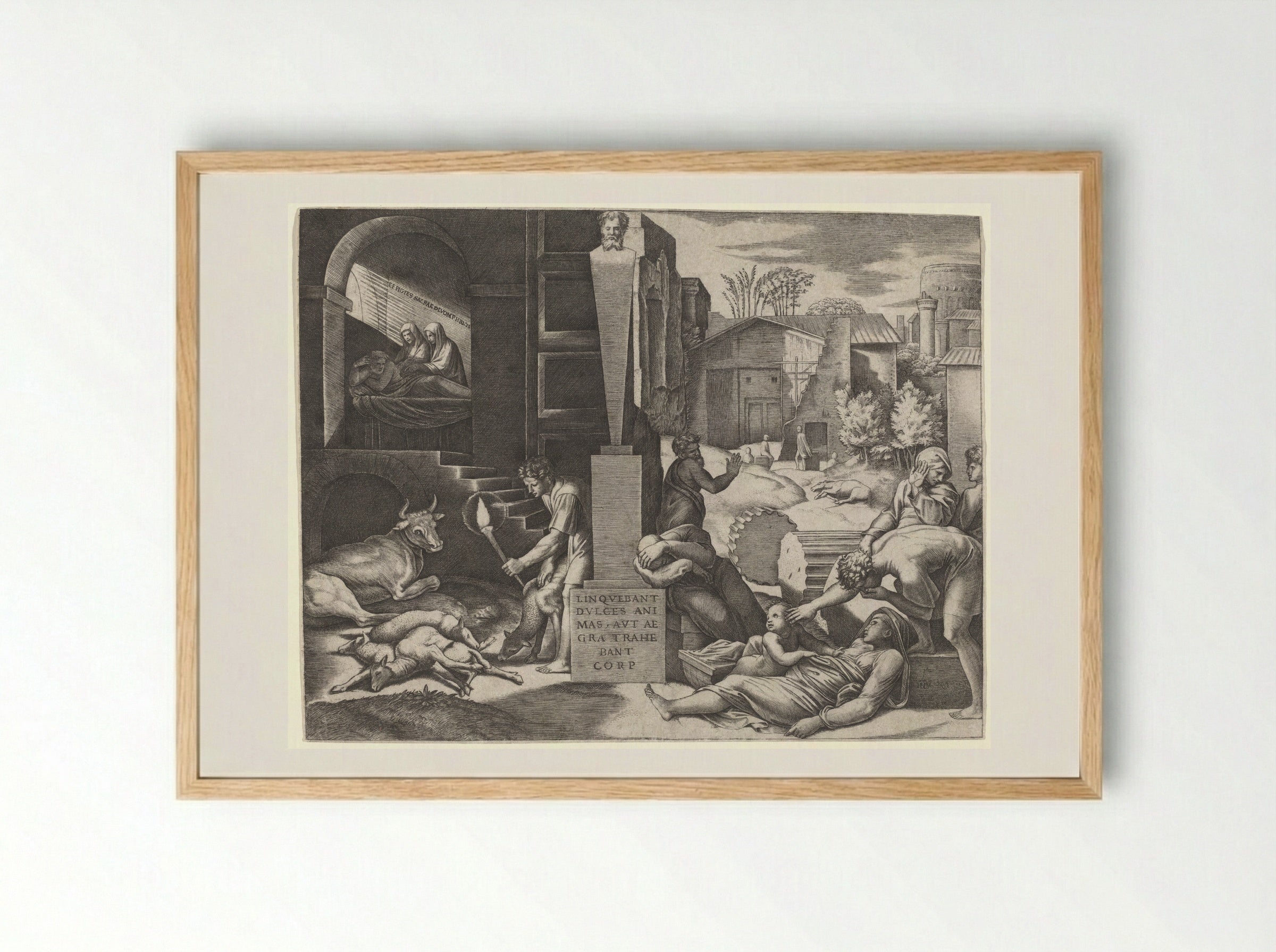 The Plague (Il Morbetto) - Marcantonio Raimondi - Framed Print Wood