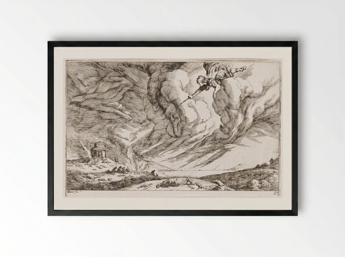 The Plague of Aegina - Johann Wilhelm Baur - Framed Print Black