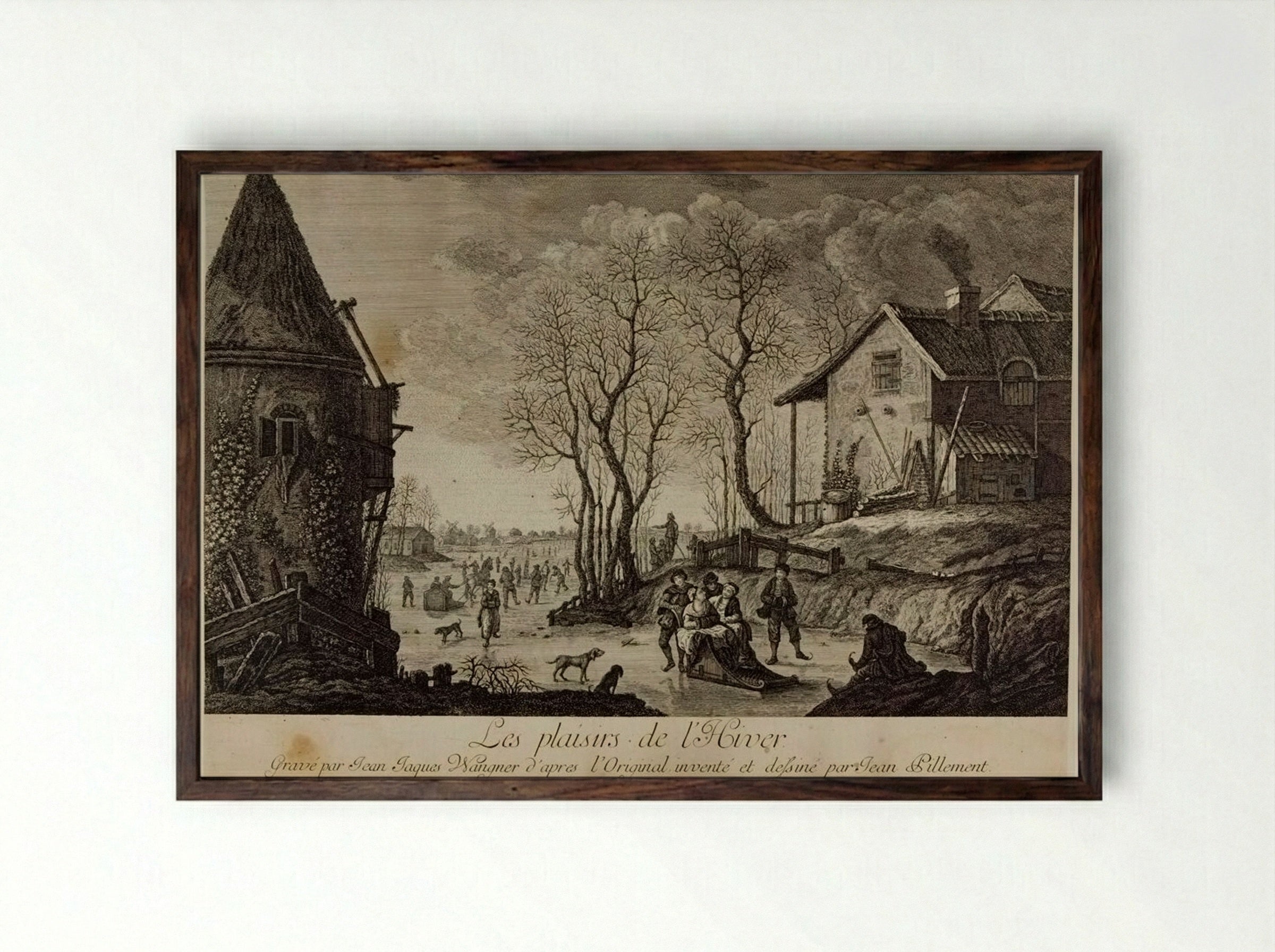 The Pleasures of Winter - Jakob Wangner - Framed Print Dark Wood