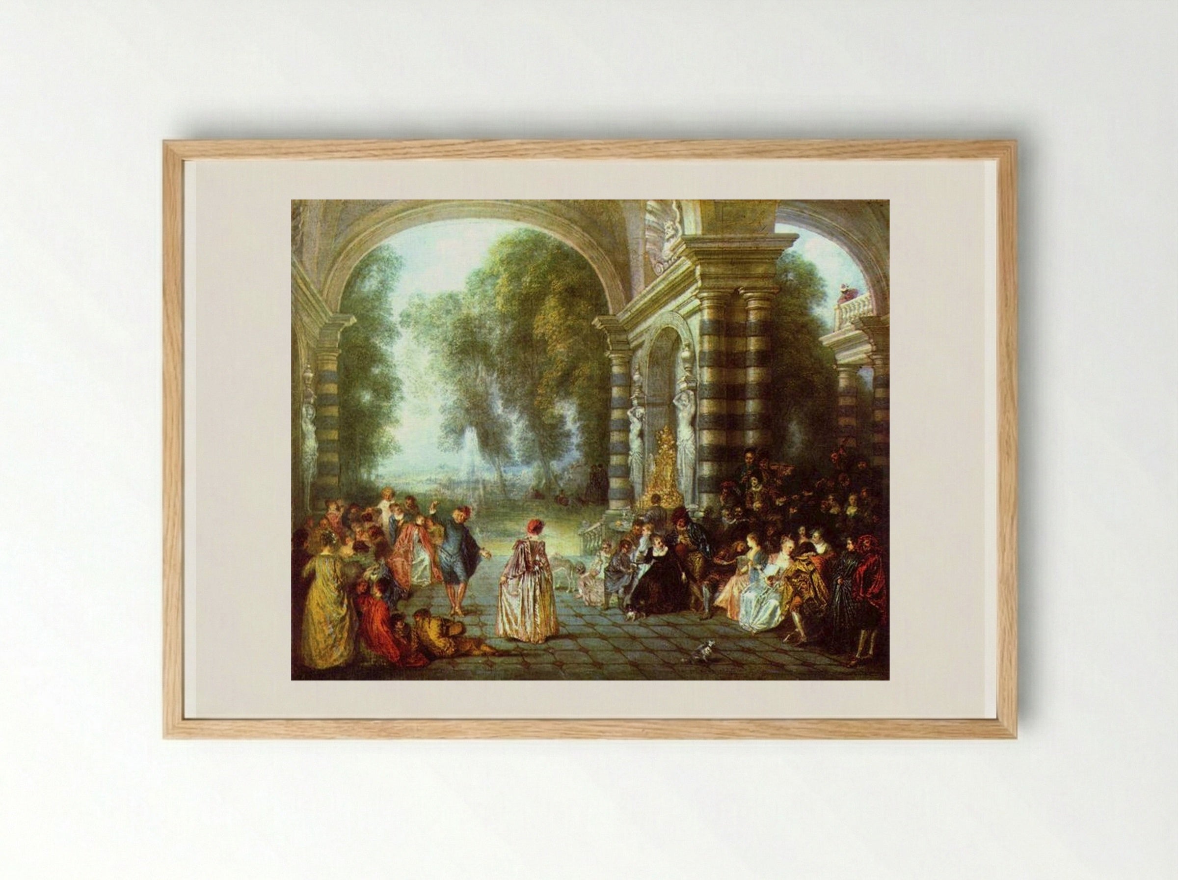 The Pleasures of the Ball - Antoine Watteau - Framed Print Wood