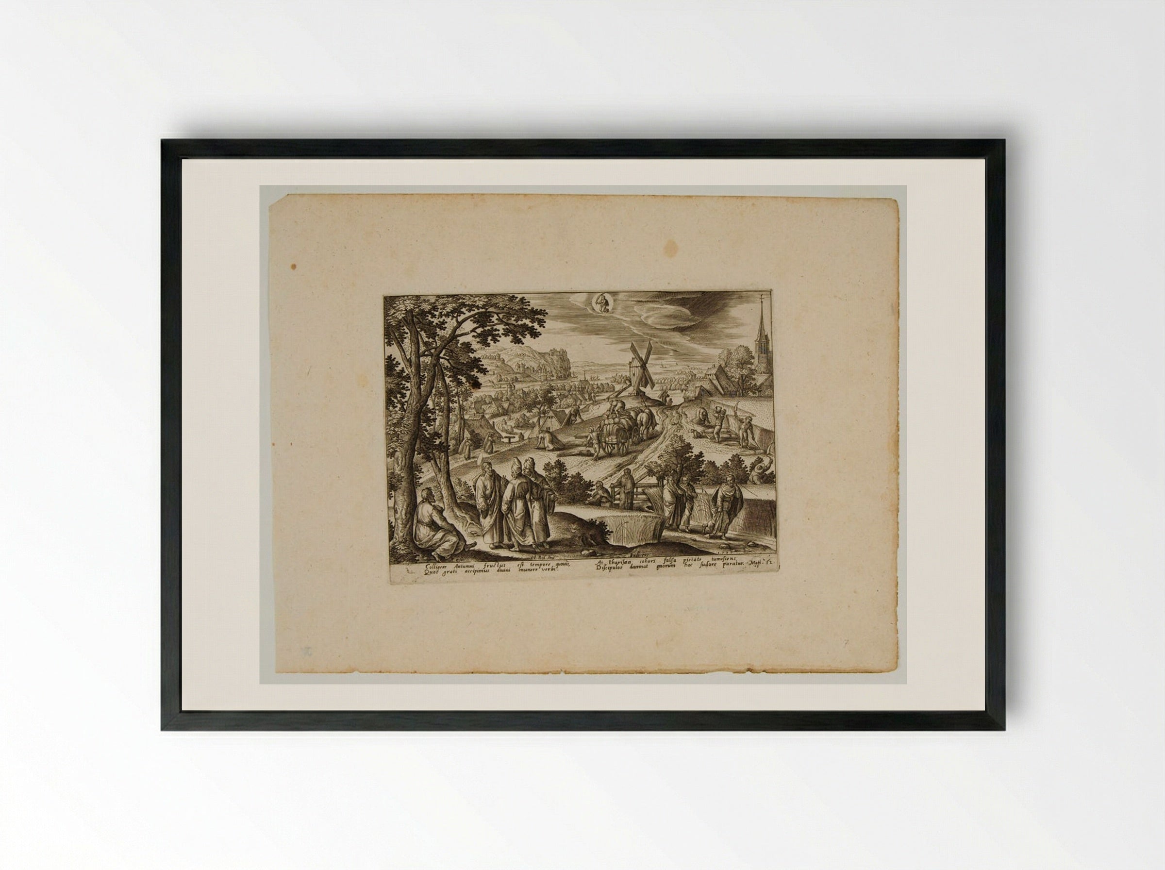 The Plucking of Ears of Corn on Sabbath Day - Adriaen Collaert - Framed Print Black