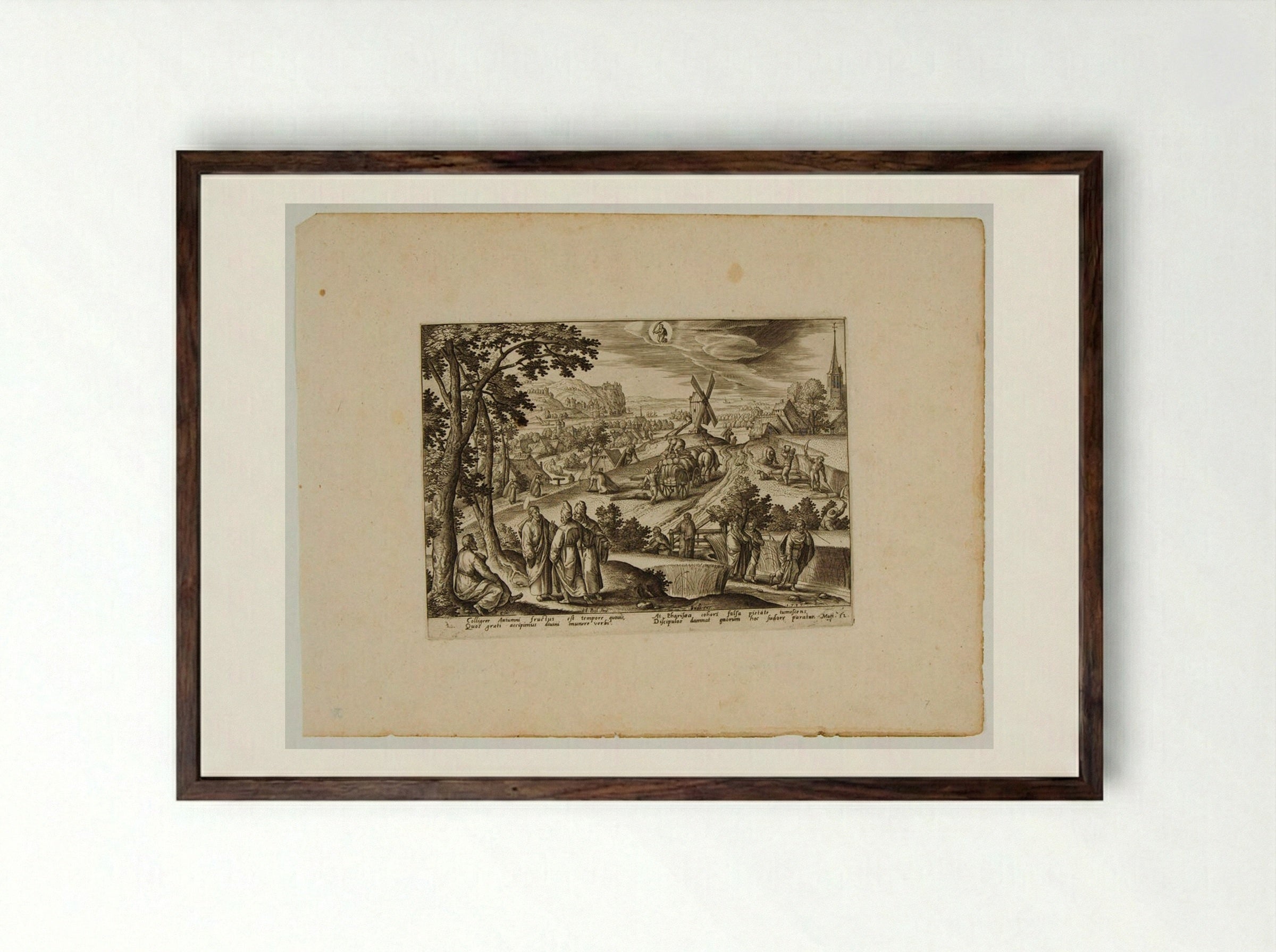 The Plucking of Ears of Corn on Sabbath Day - Adriaen Collaert - Framed Print Dark Wood